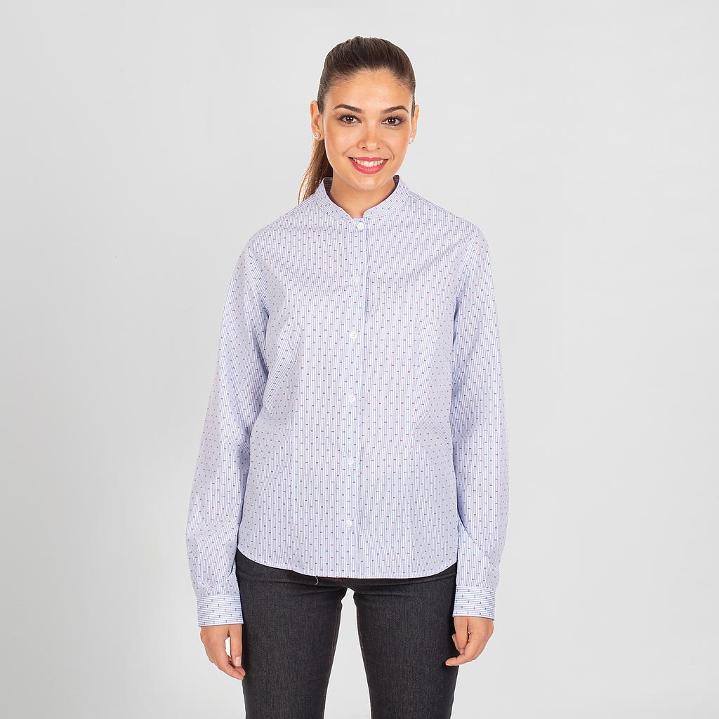 GARY'S Fiorella Chemise Travail Femme Marine Mouette - Col Mao