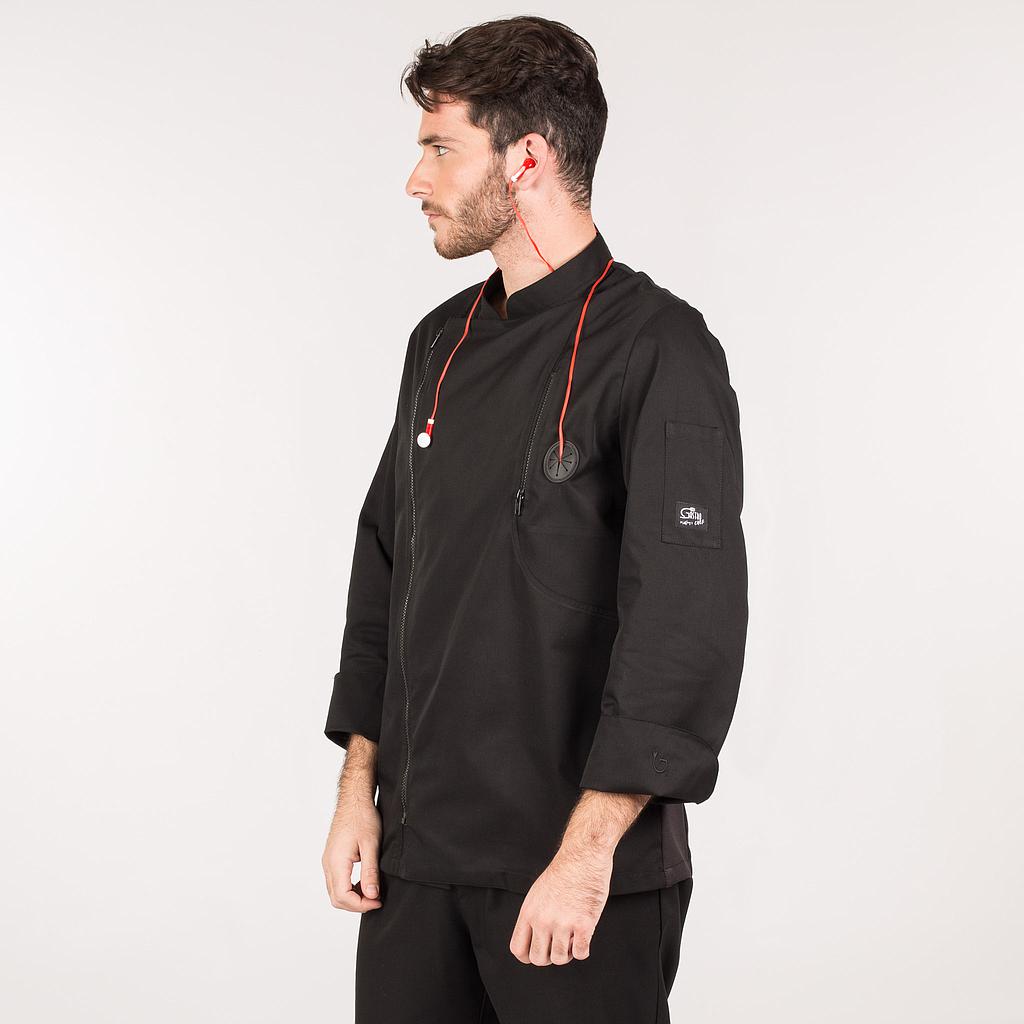 Gary's Chef Jackets Fobos veste cuisinier noir zip
