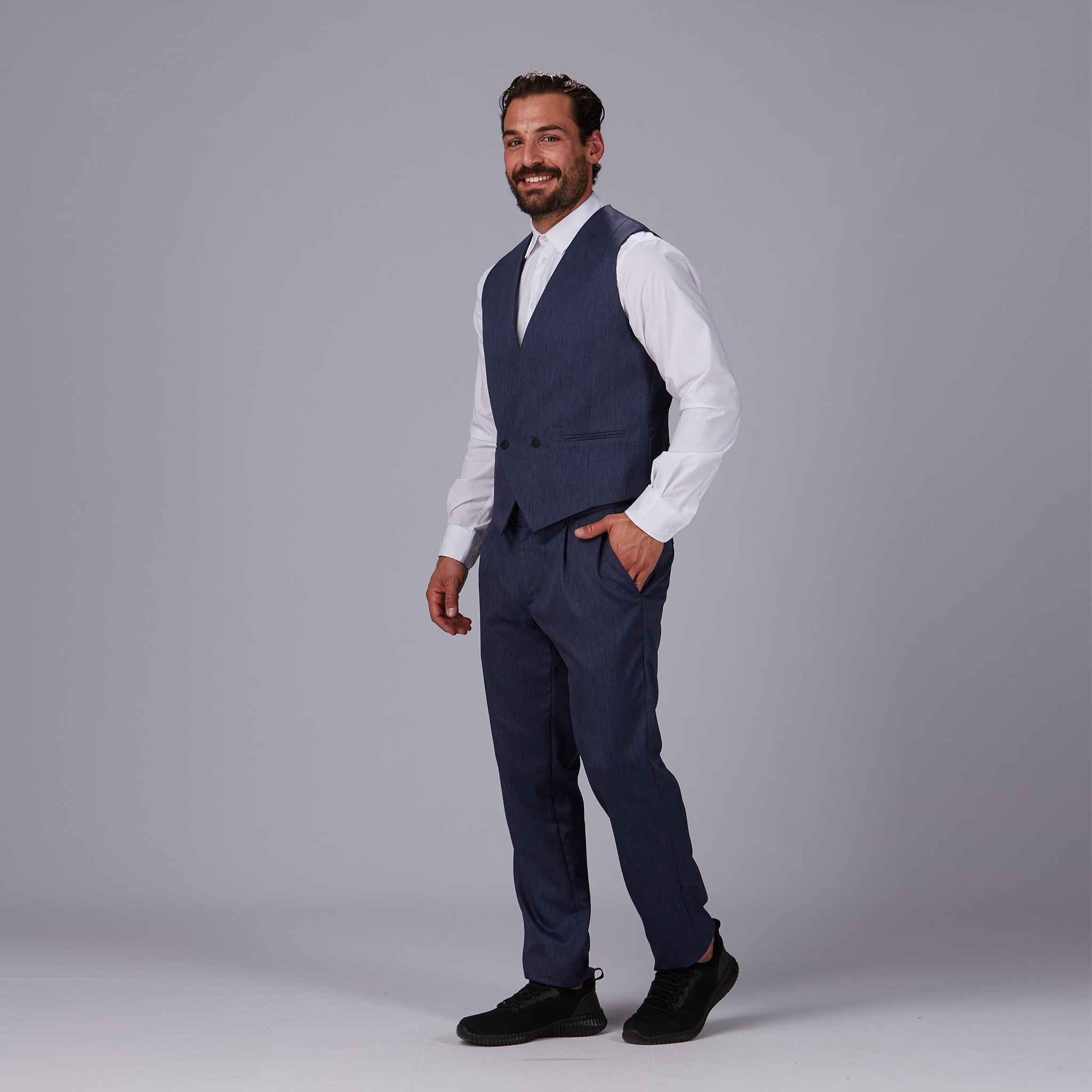 Gary's Pantalon Homme Marine Stretch Ceinture Extensible
