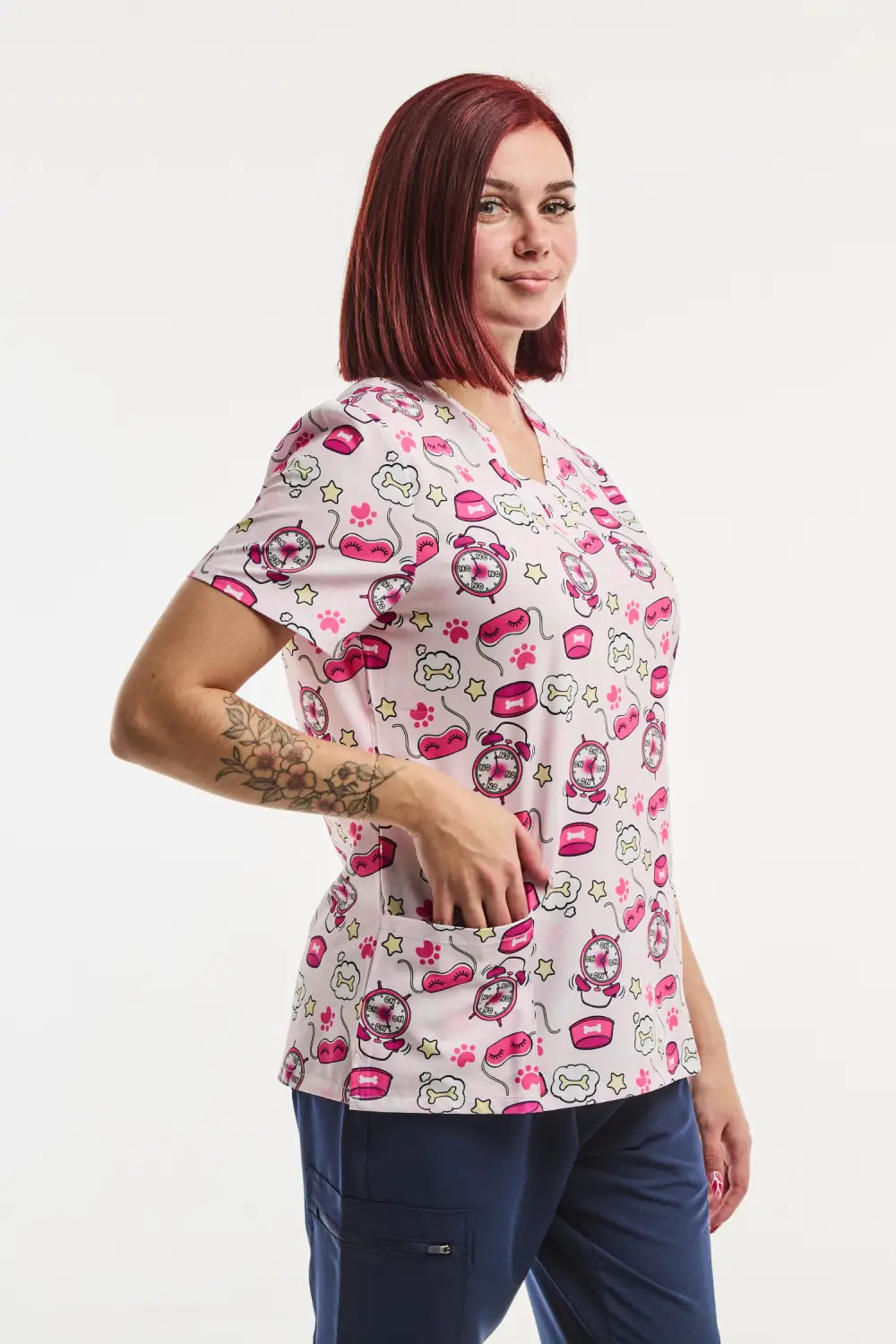 Aelin Paris Bonheur Rose Tunique Médicale Femme Stretch