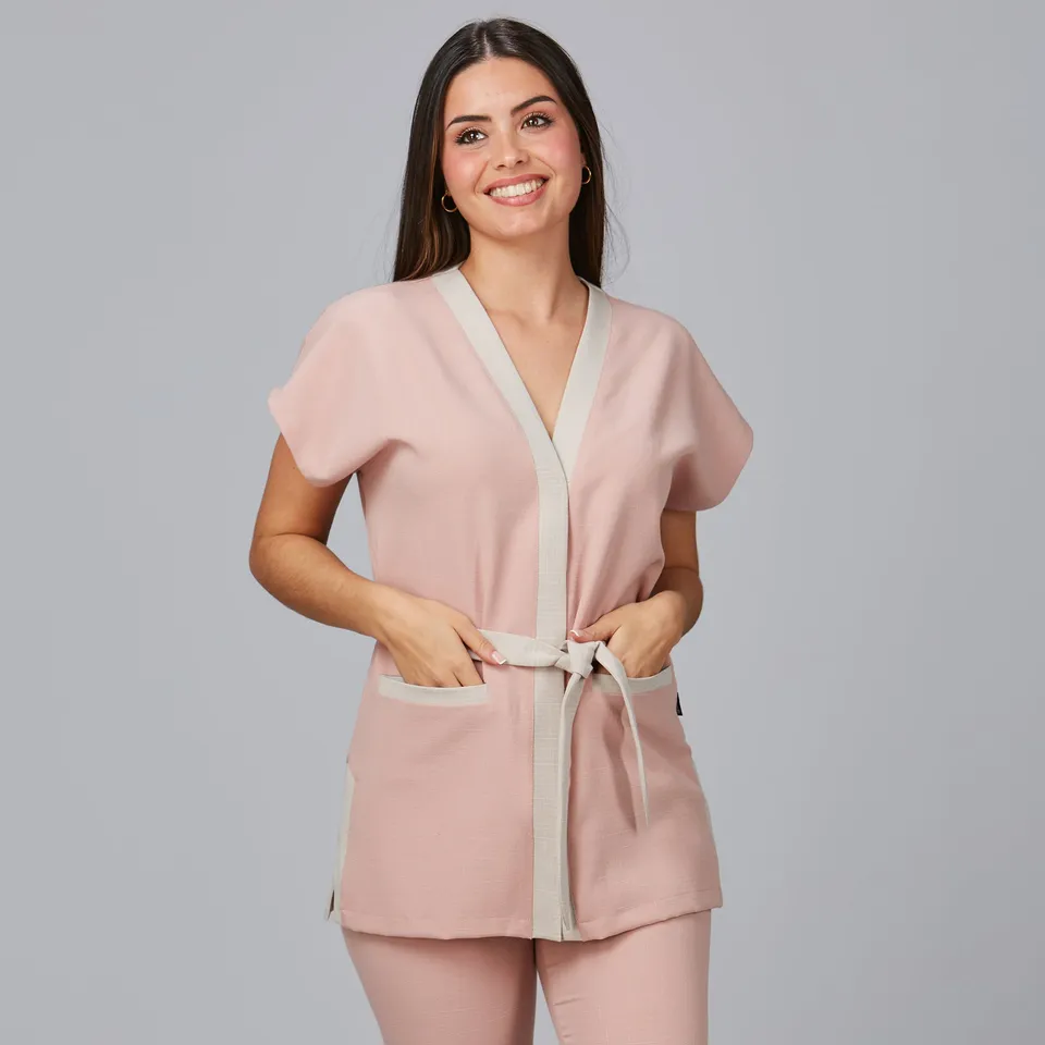 Gary's Loto blouse femme noire col V effet lin