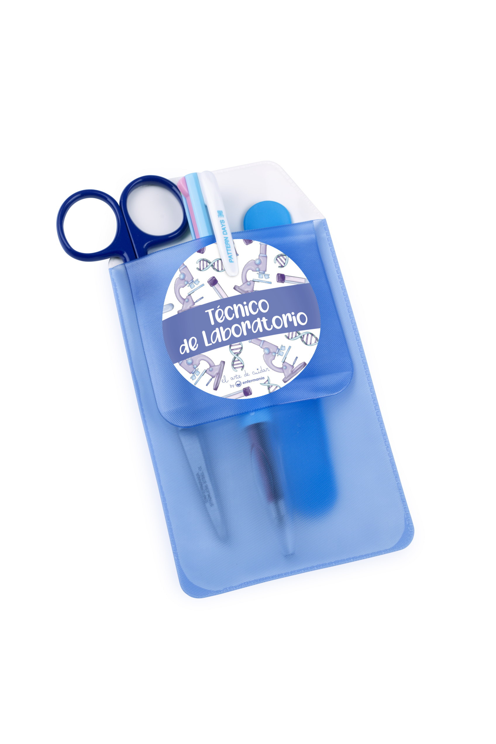 Enfermania protège-poche stylos labo bleu plastique