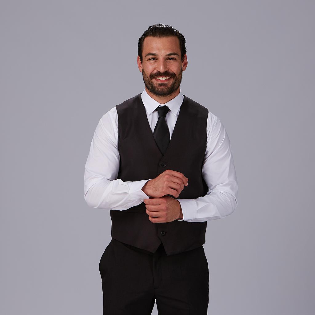 GARY'S gilet serveur homme noir polyester poches