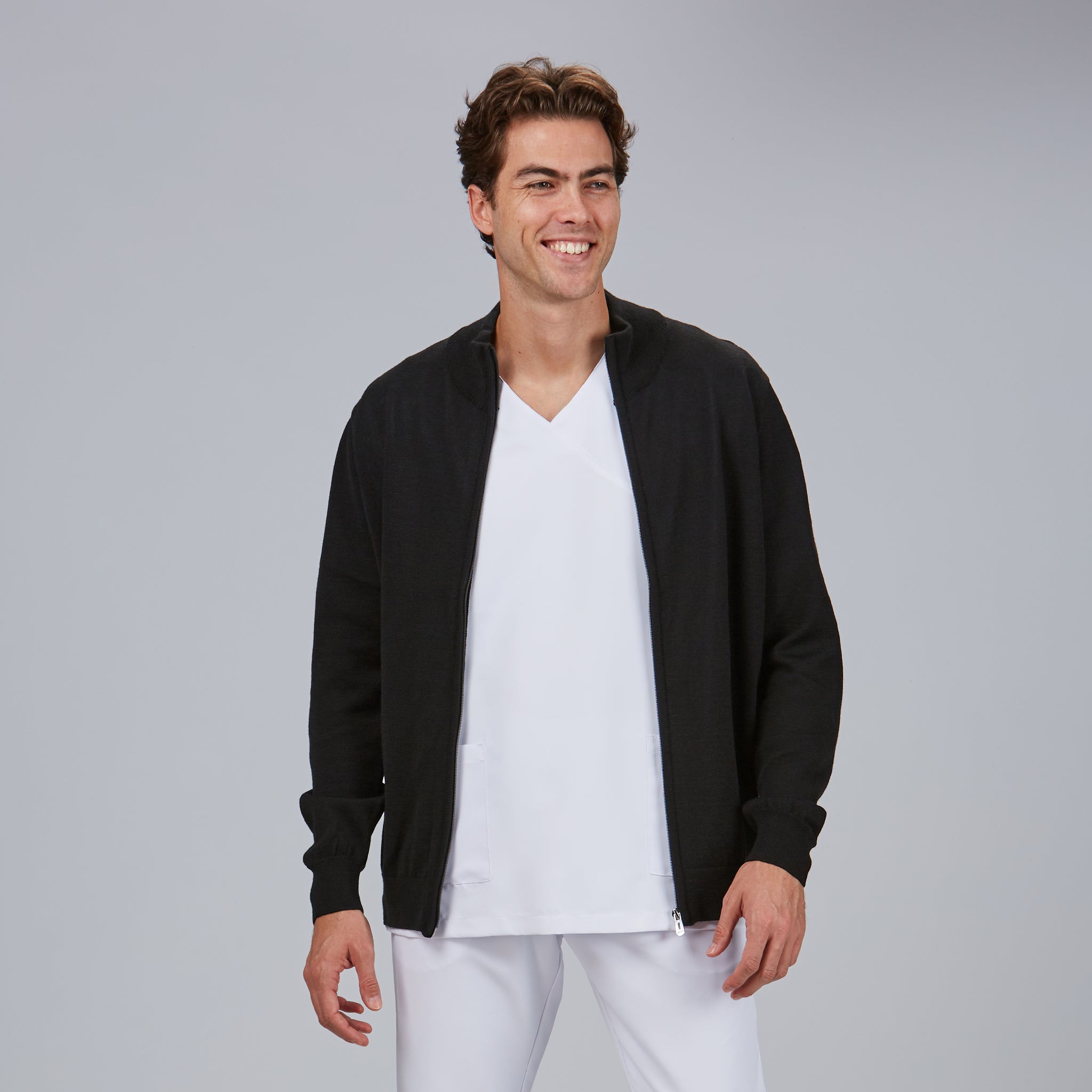 Gary's Knit cardigan homme zip maille fine noir