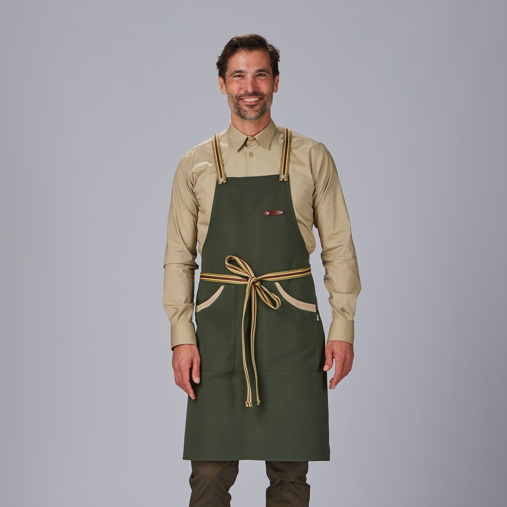 GARY'S tablier bavette bicolore marine 86x74 cm