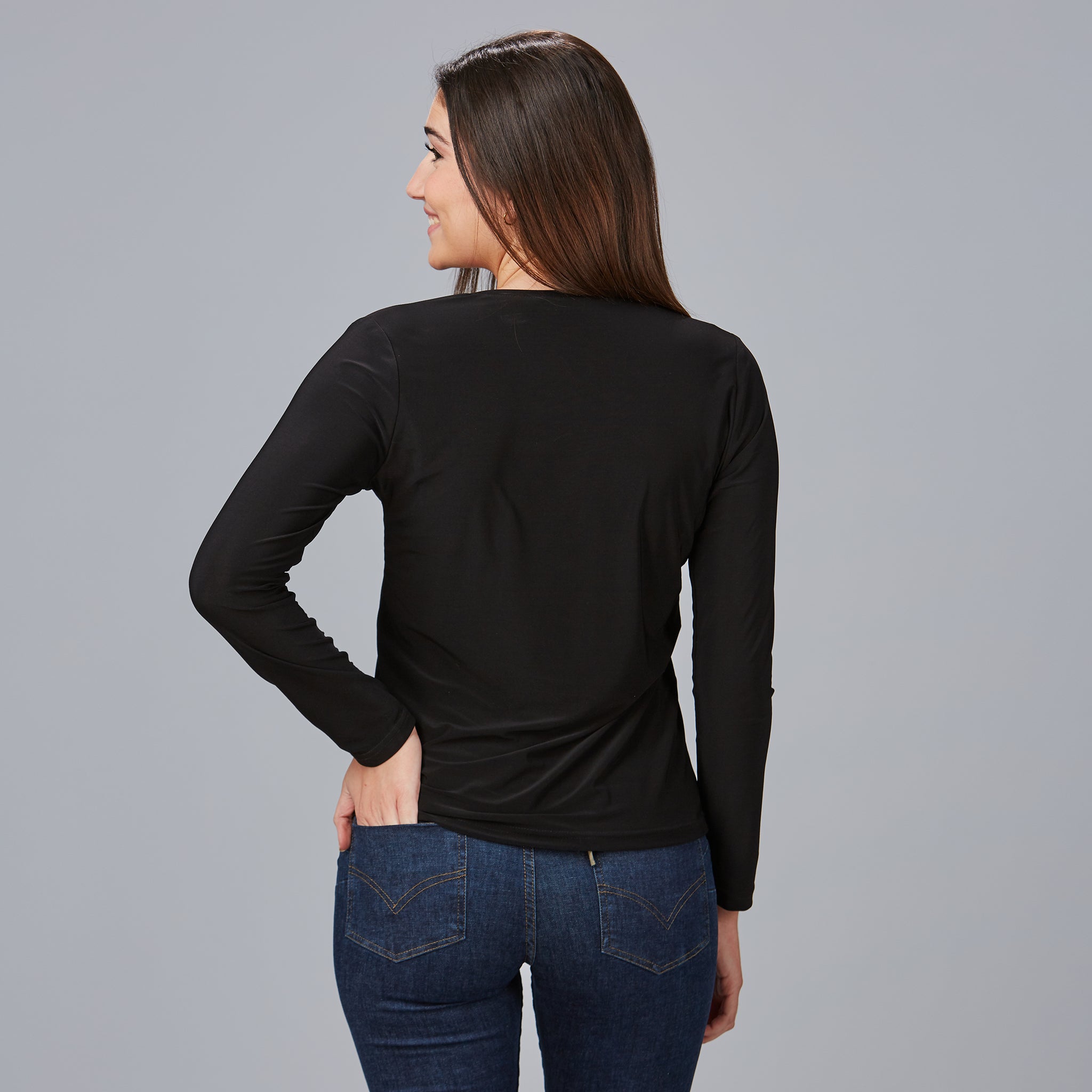 GARY'S Melia t-shirt femme manches longues noir col rond