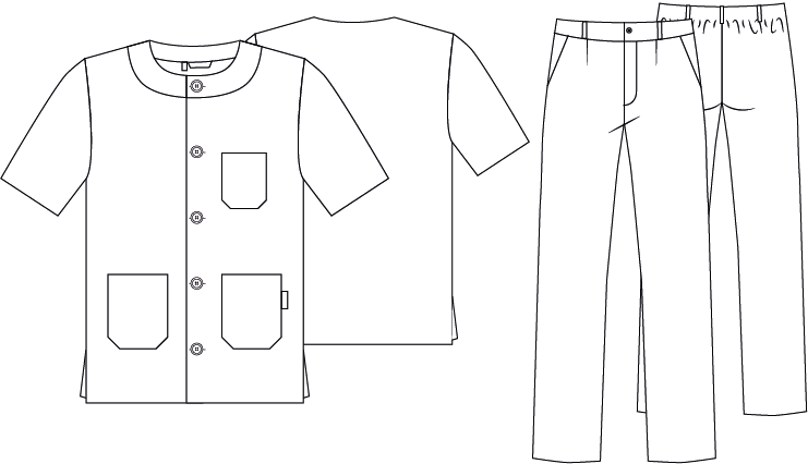 Gary's Ensemble médical blanc blouse pantalon boutons