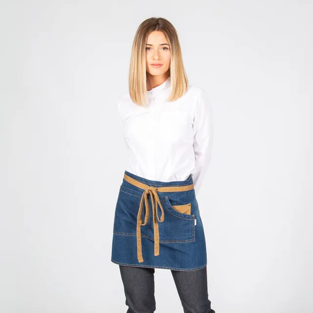 Gary's tablier court denim indigo 40x69 moutarde