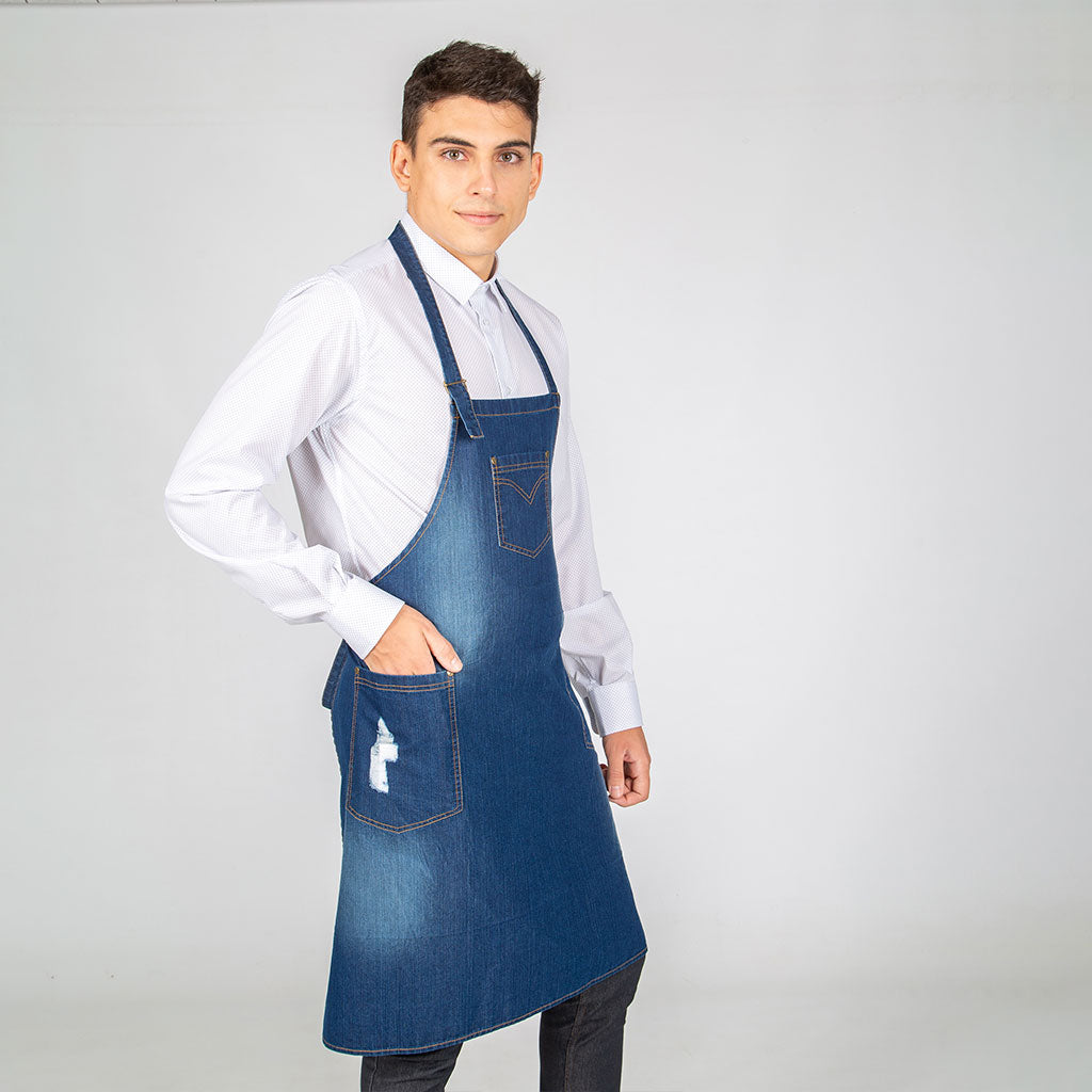 Gary's tablier à bavette denim indigo 80x82 cm