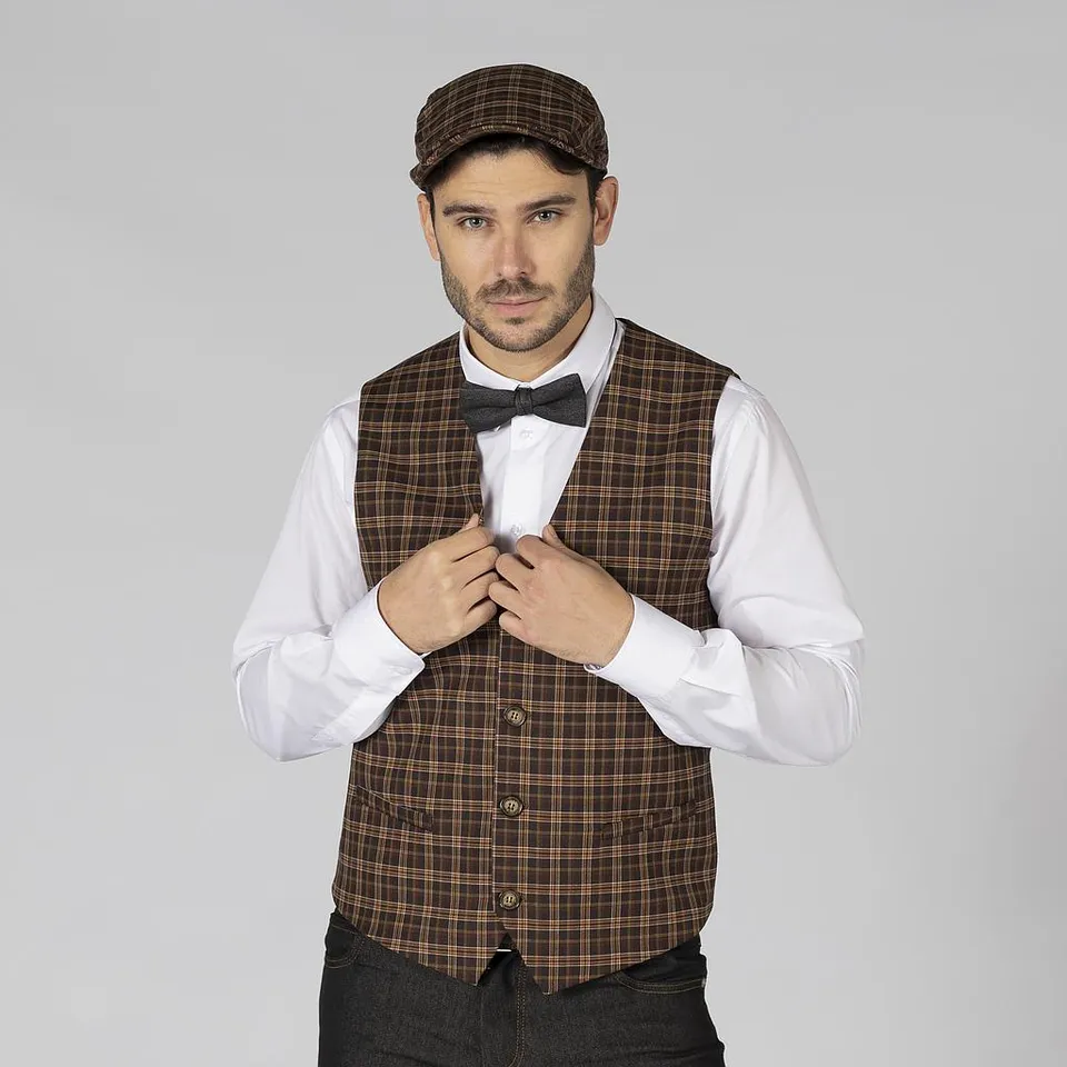Gary's Welsh Gilet Homme Laine Marron