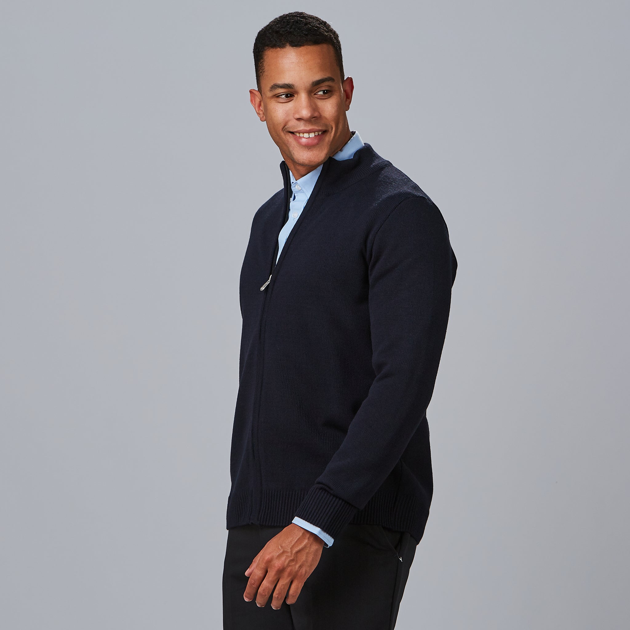 GARY'S Cardigan homme zip noir grosse maille