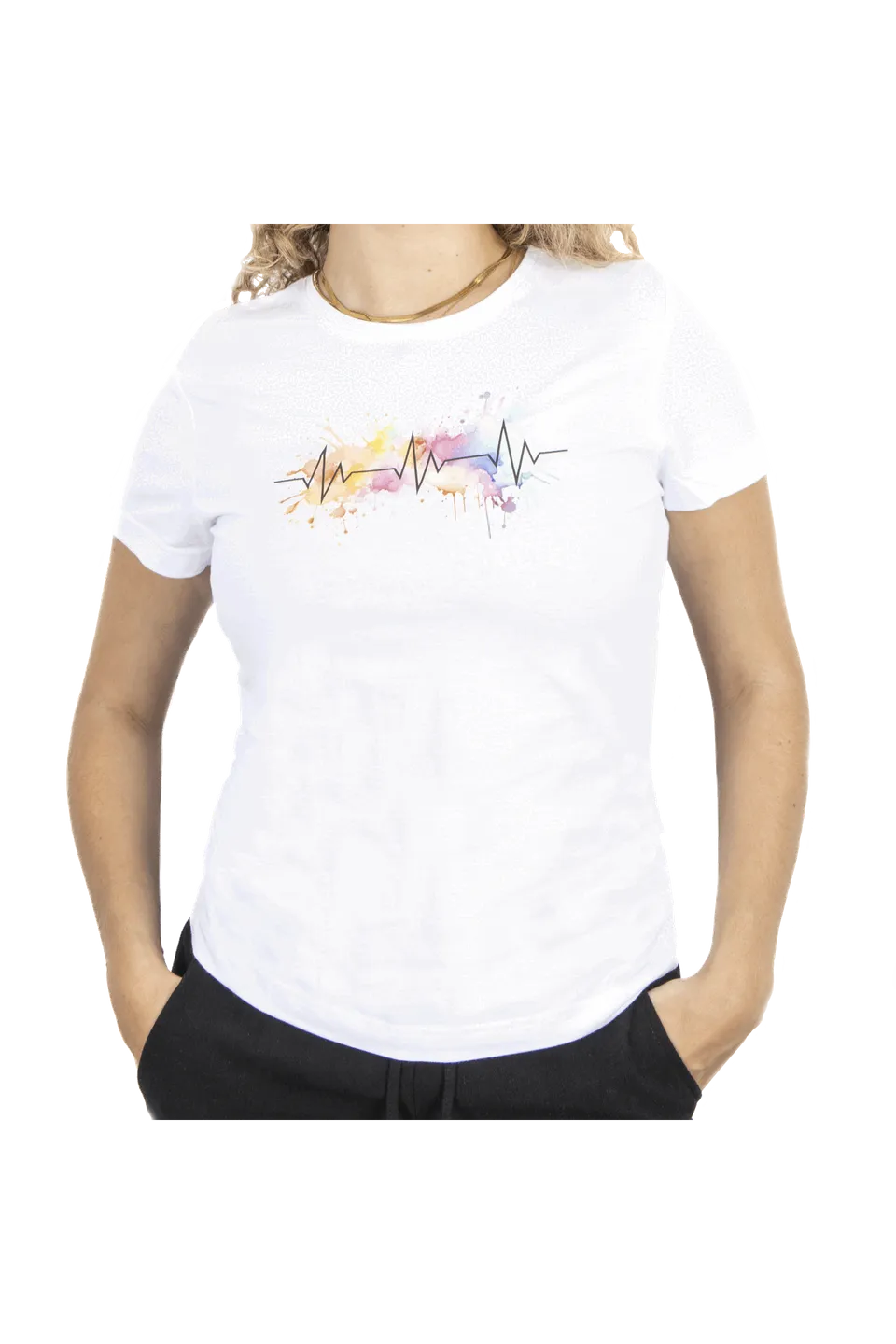 Enfermania EKG Splash t-shirt femme blanc 100% coton