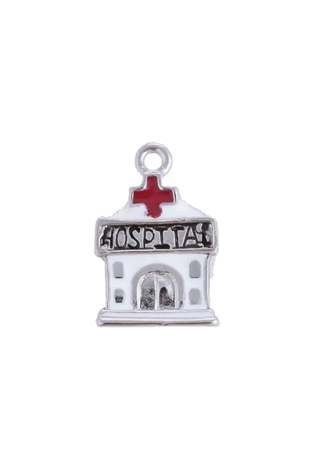 Enfermania Accesorios pendentif Hospital rouge blanc zinc 1,4 cm