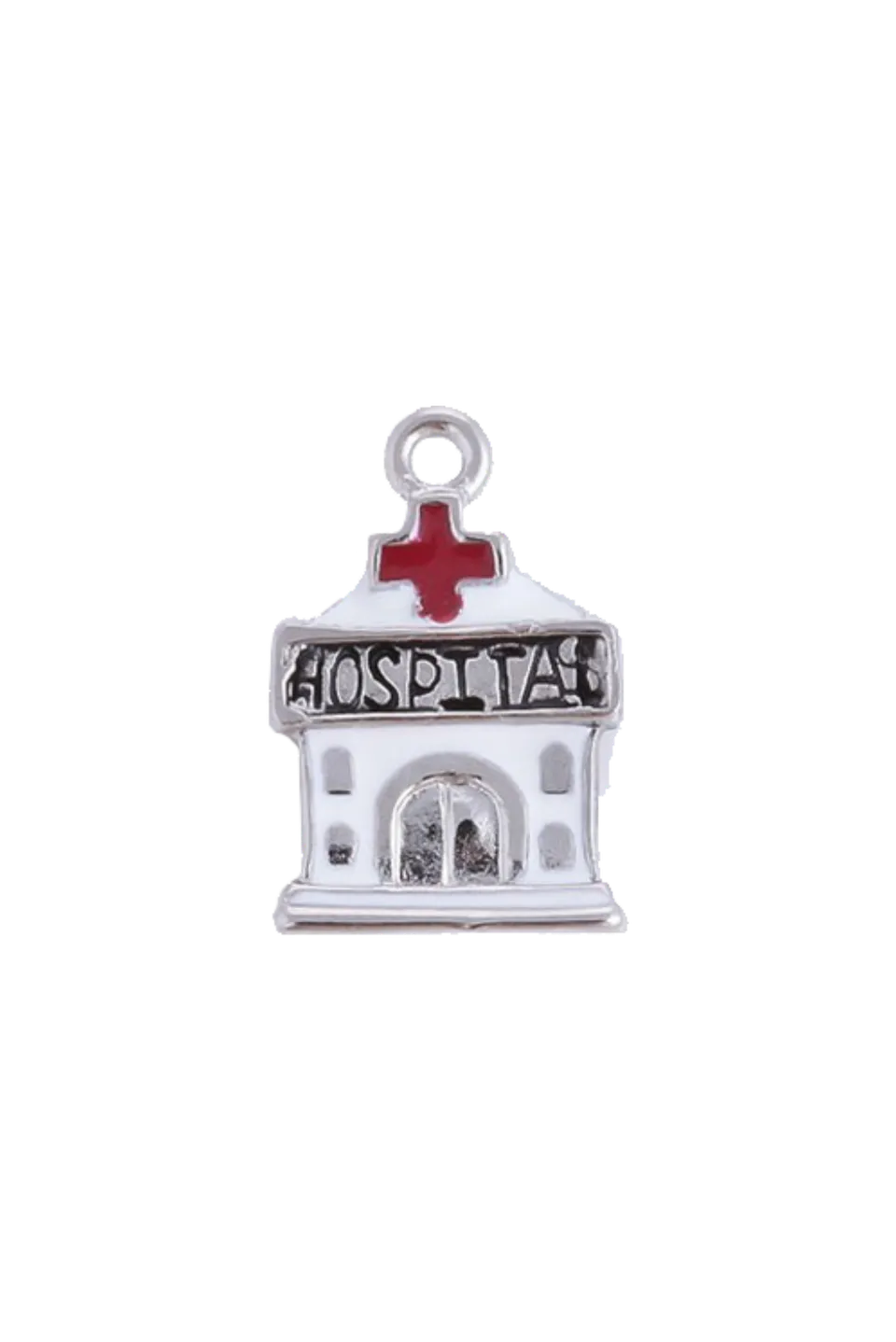 Enfermania Accesorios pendentif Hospital rouge blanc zinc 1,4 cm