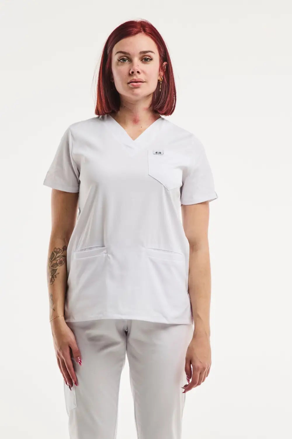 Aelin Slimfit NEW Tunique médicale blanche stretch