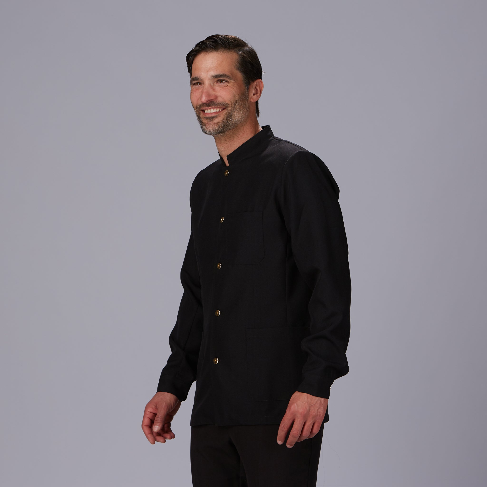 GARY'S Jackets veste homme col mao noire boutons dorés