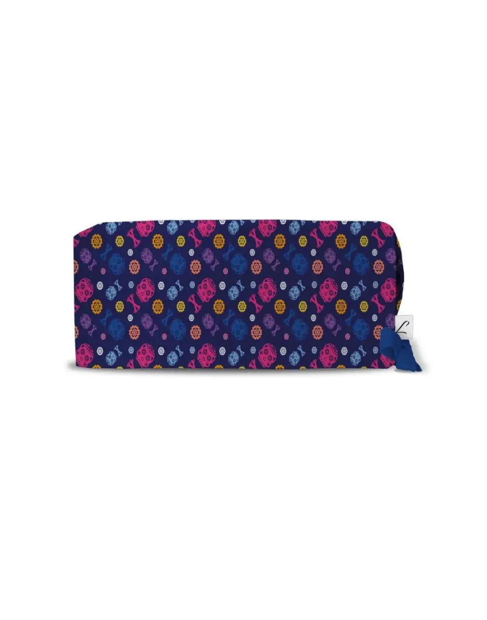 Aelin Paris calot médical bleu marine squelette fleurs cheveux courts