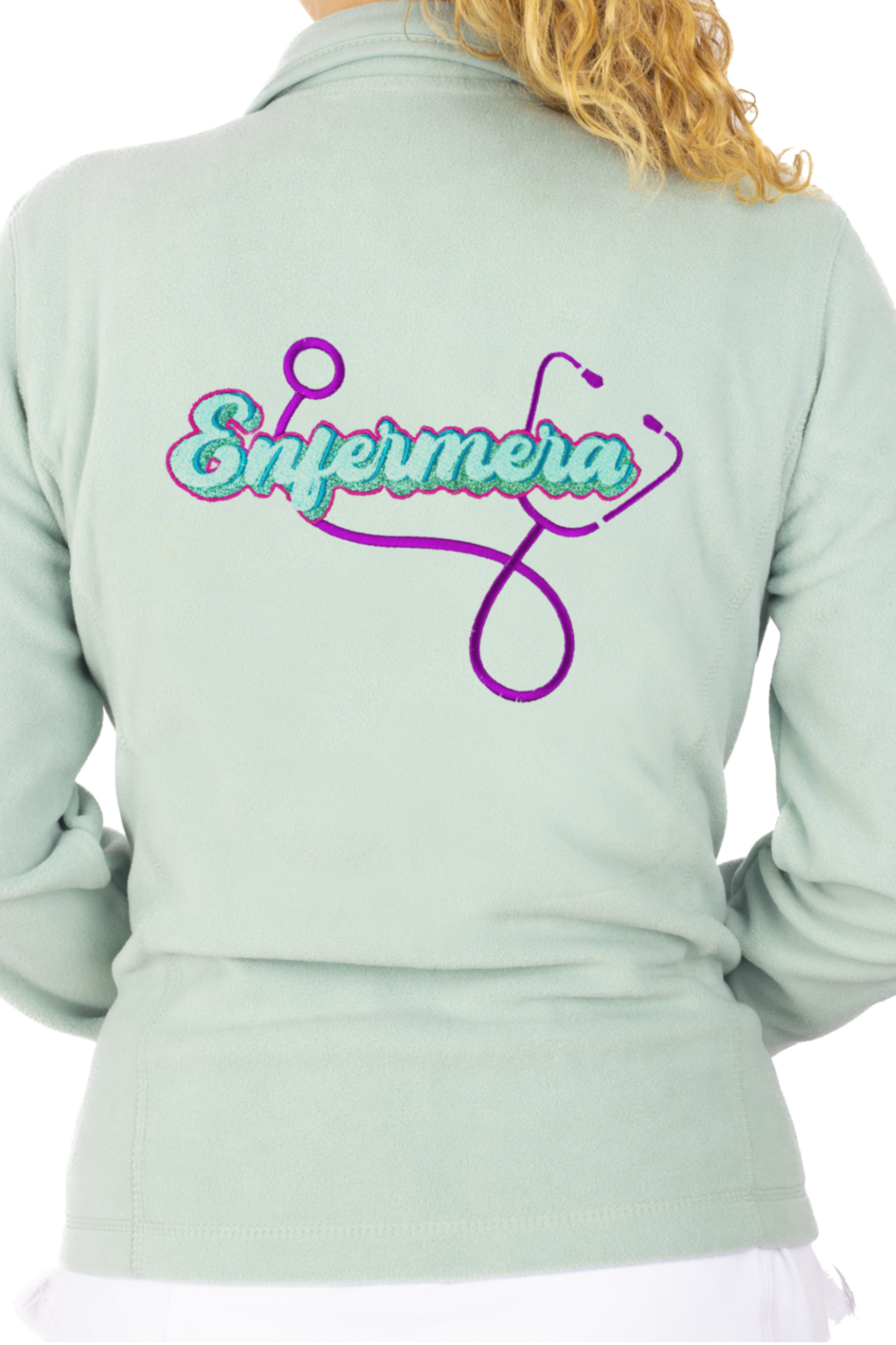 Enfermania Ropa polaire médical femme vert sweet brodé
