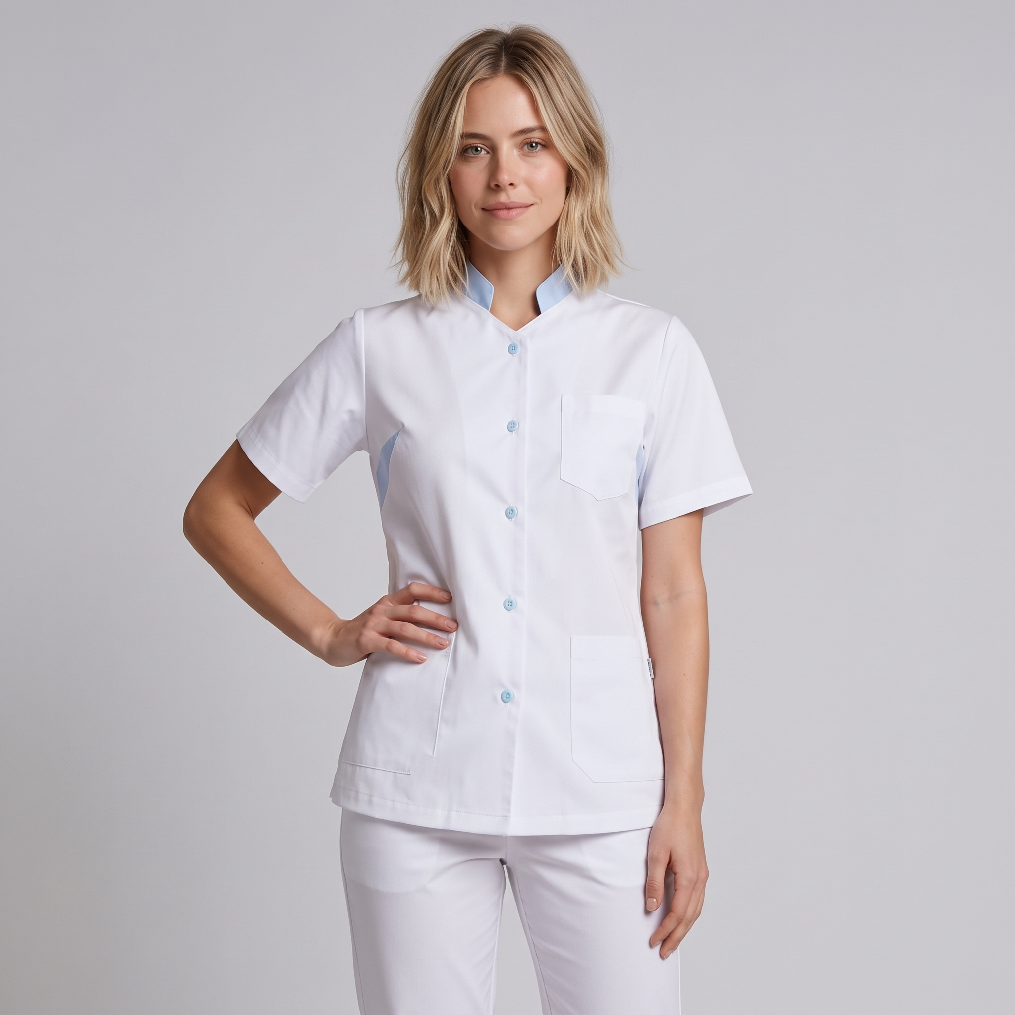 GARY'S Milan blouse de travail femme piqué rose tailles larges