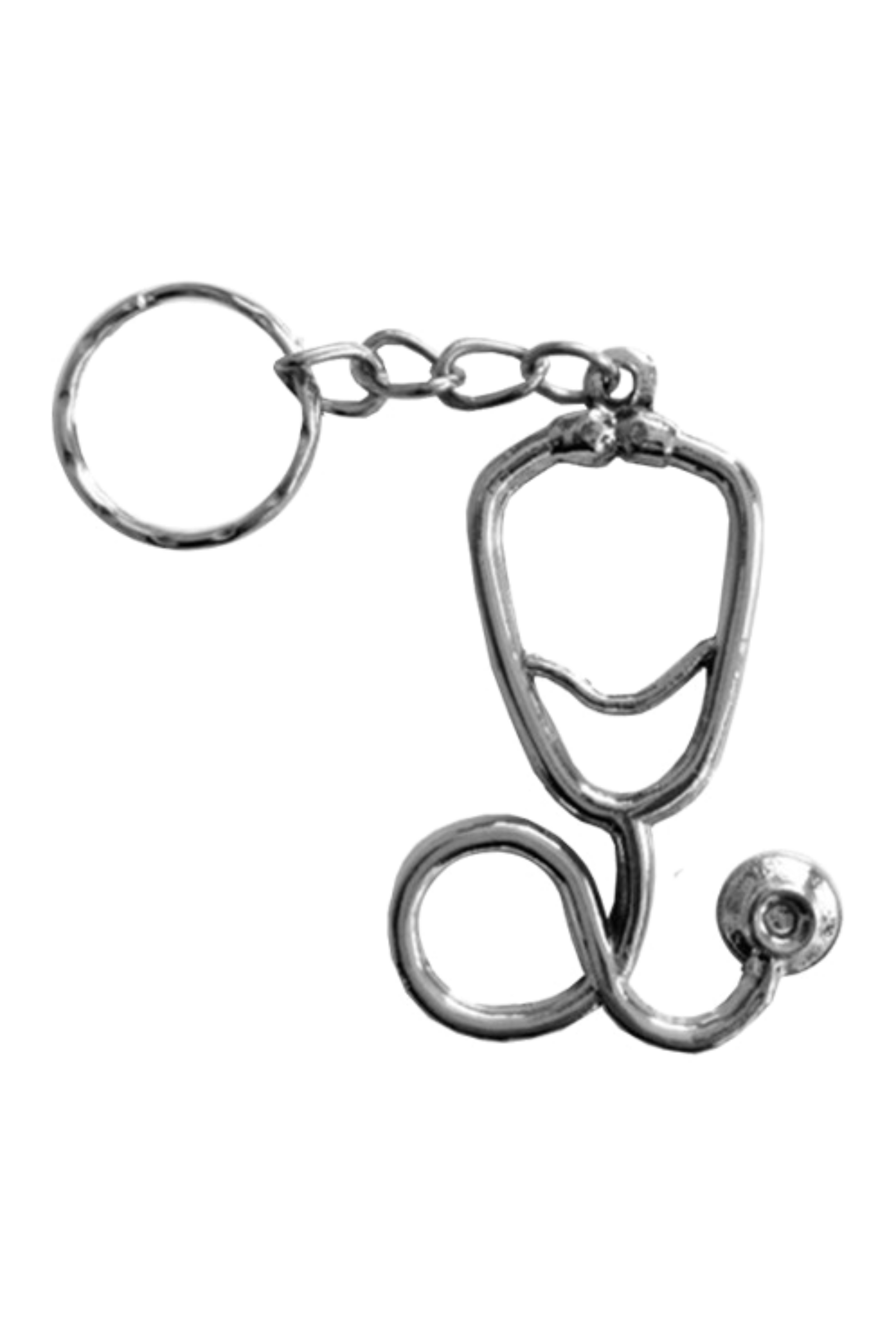 Enfermania Regalos porte-clés stéthoscope métal argent