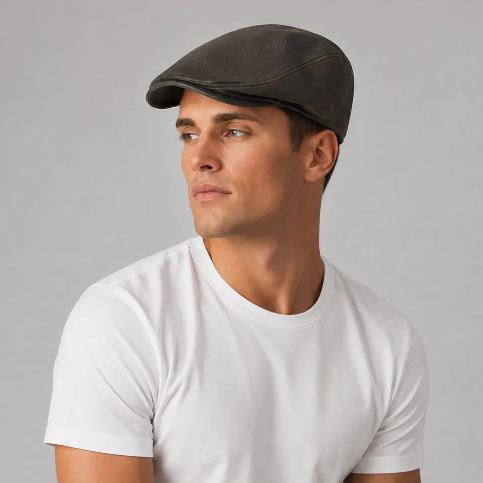 Gary's Caps & Hats Casquette Béret similicuir gris marengo TU