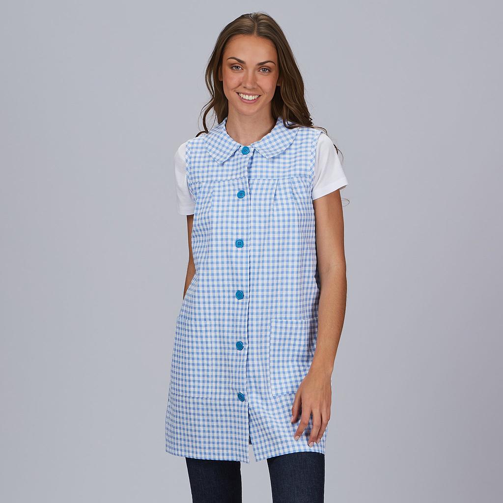 GARY'S blouse tablier vichy céleste sans manches M