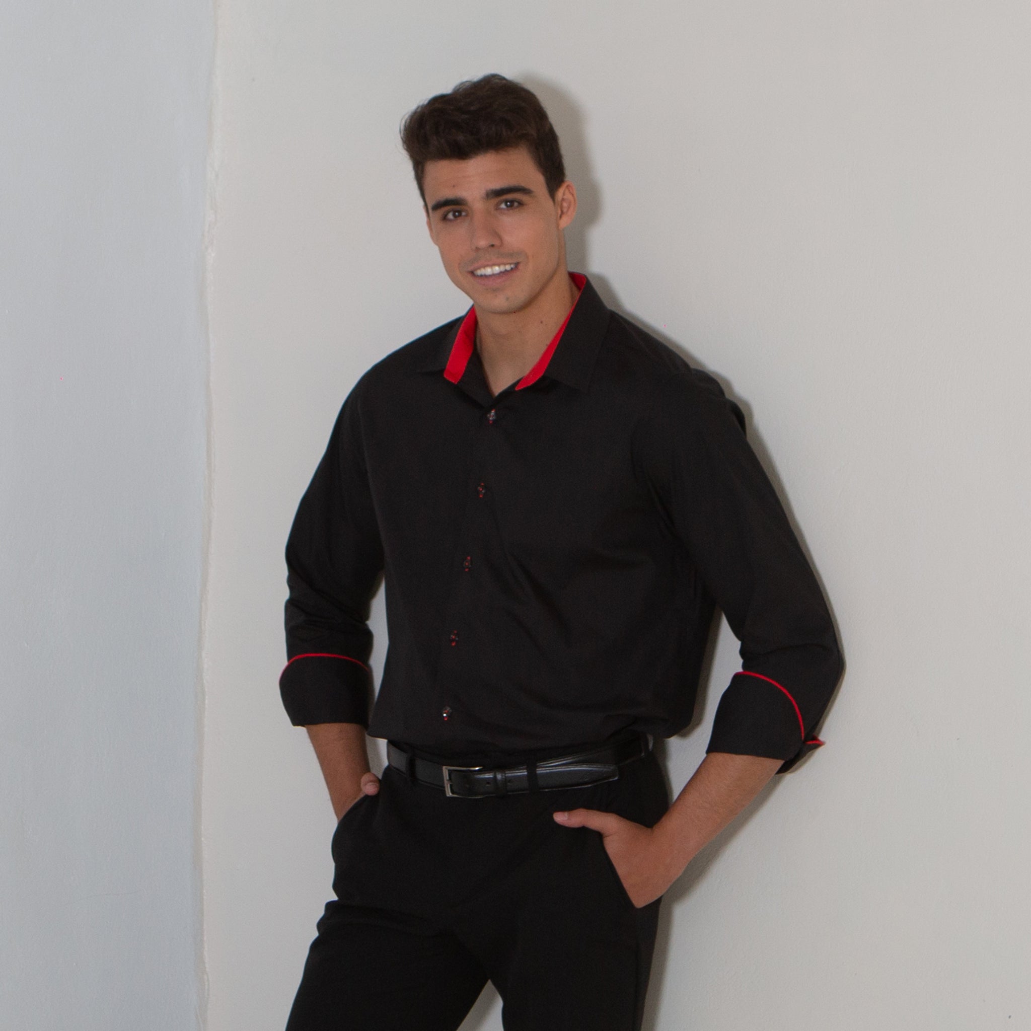 Gary's Mauro chemise homme slim popeline noir gris