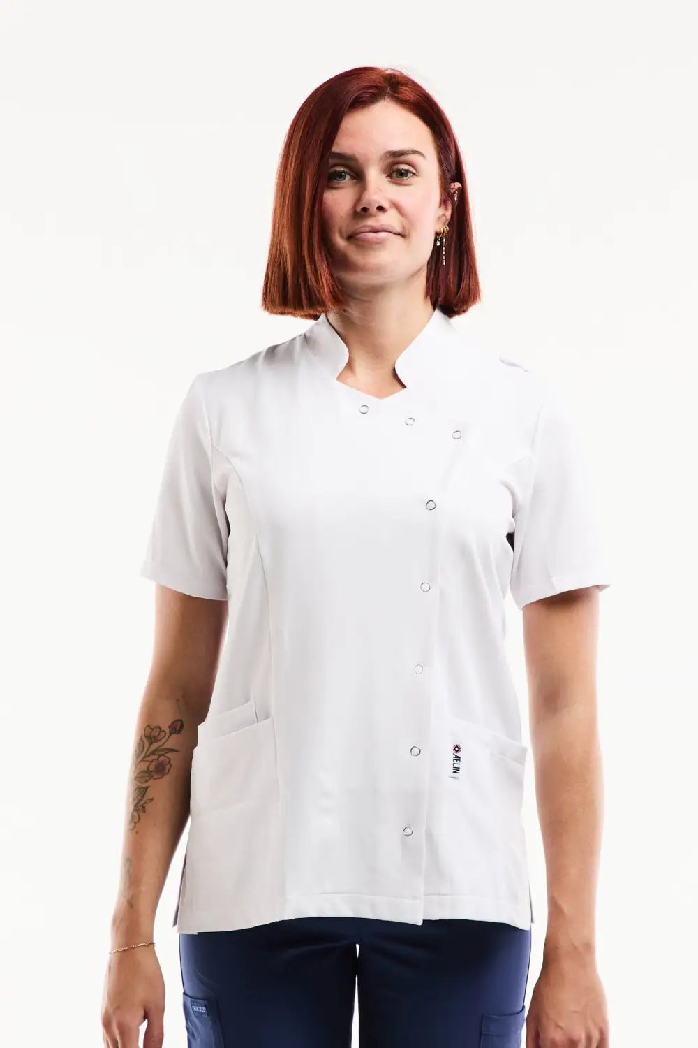 Aelin Aurelia Blouse Médicale Femme Blanche Stretch