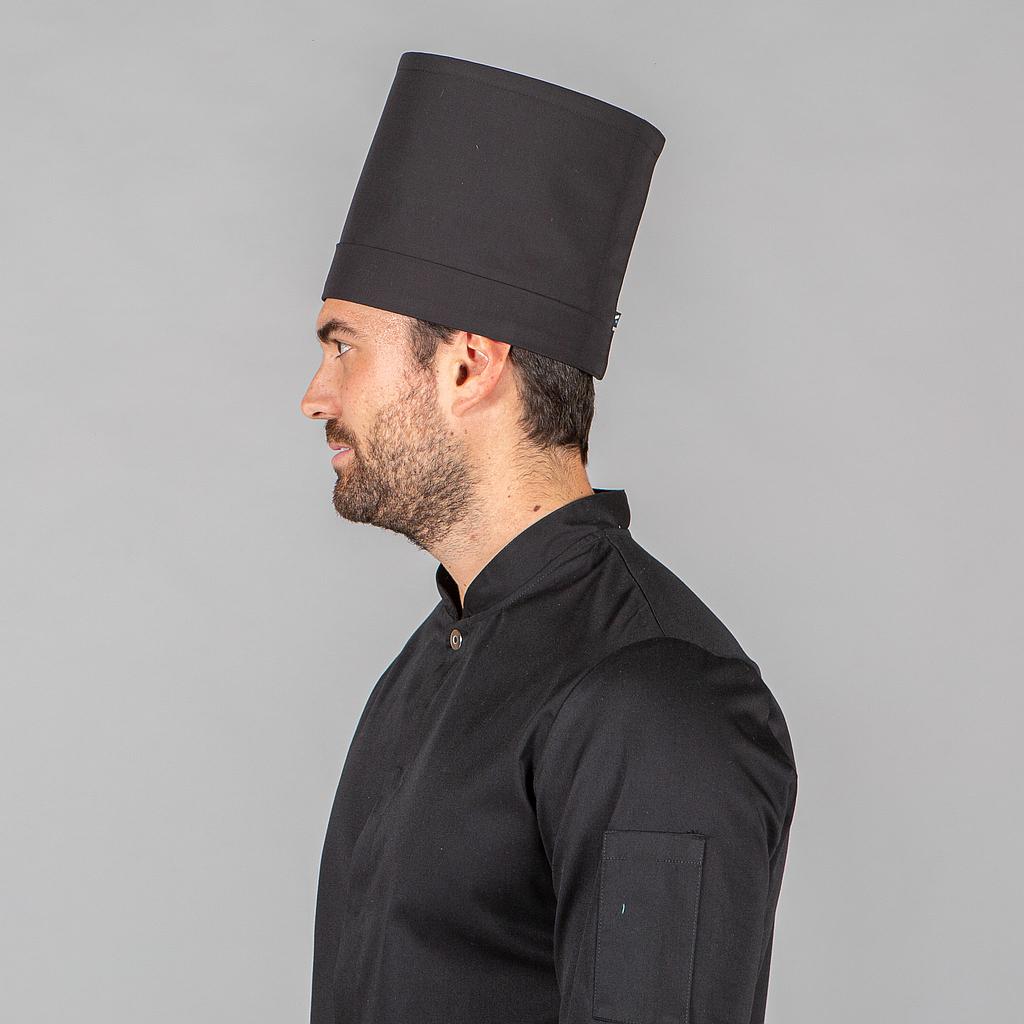 GARY'S Toque haute popeline noire cuisinier