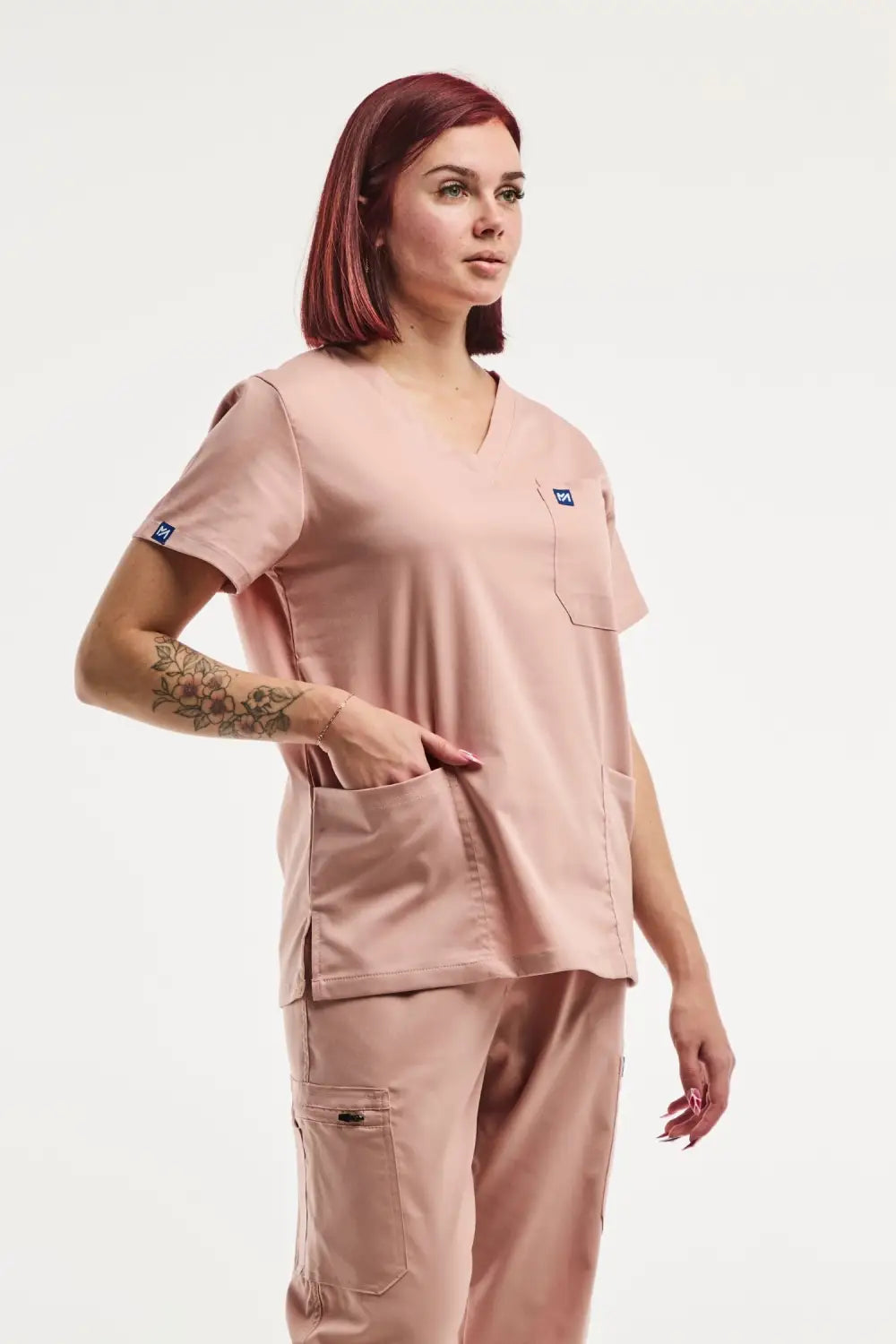 Aelin EMMA Tunique médicale femme Rose Clair col V