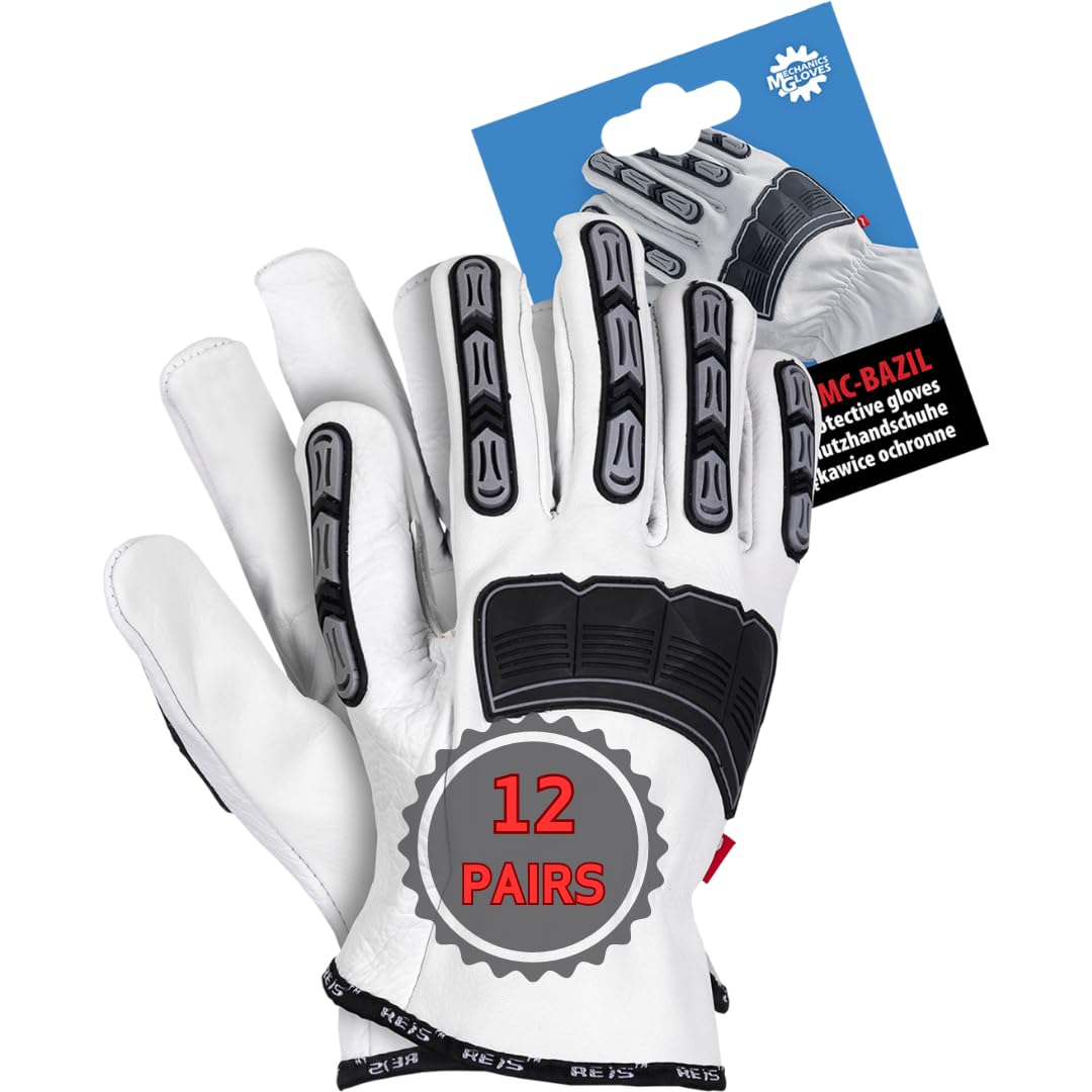 Reis RMC-Bazil gants de protection cuir blanc-noir S