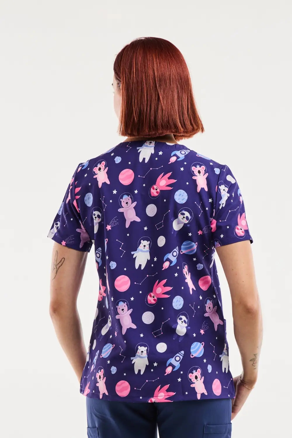 Aelin Serena blouse médicale stretch femme animaux espace