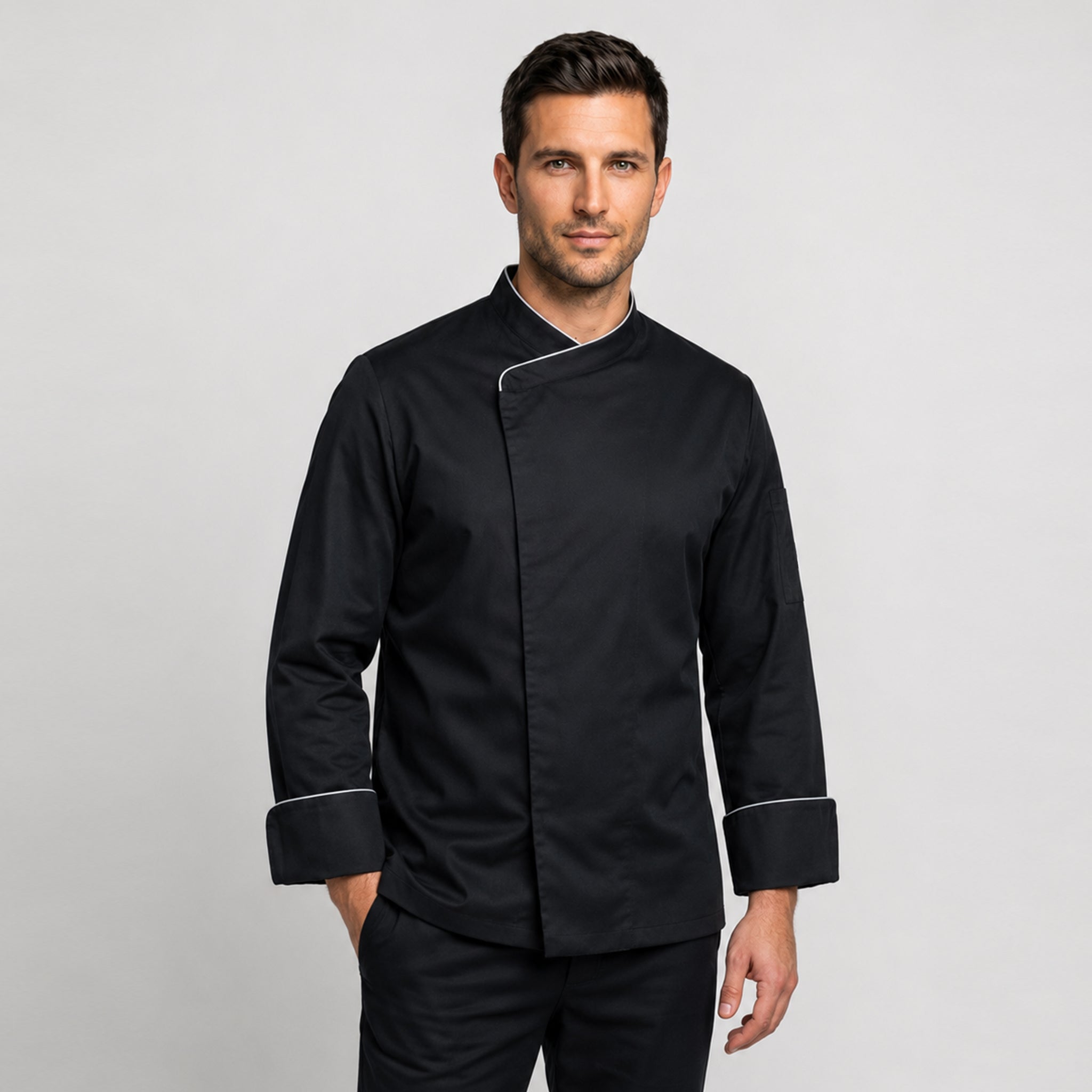 GARY'S Icaro veste de cuisine noire manches longues