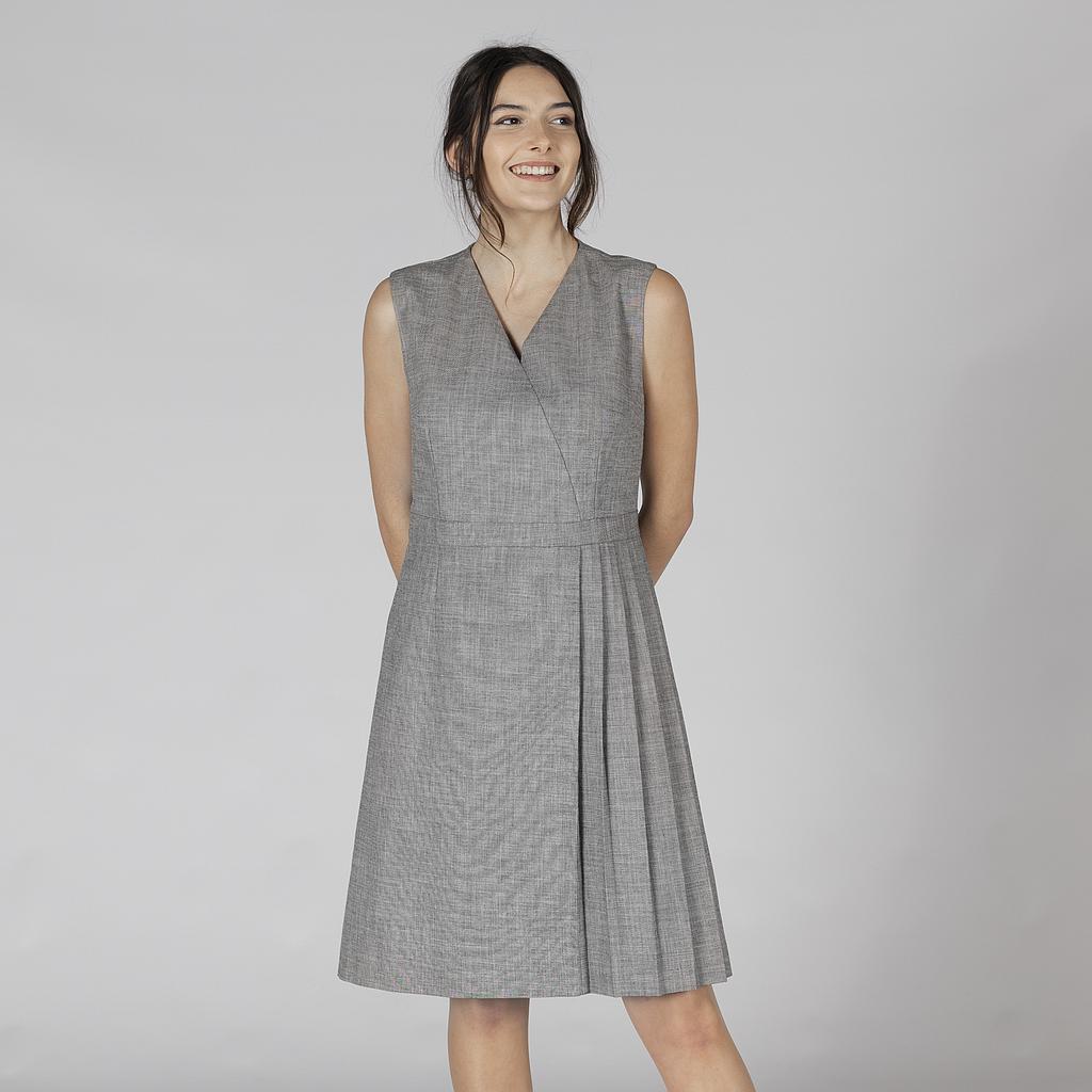 Gary's Dresses robe tablier cheviot gris sans manches