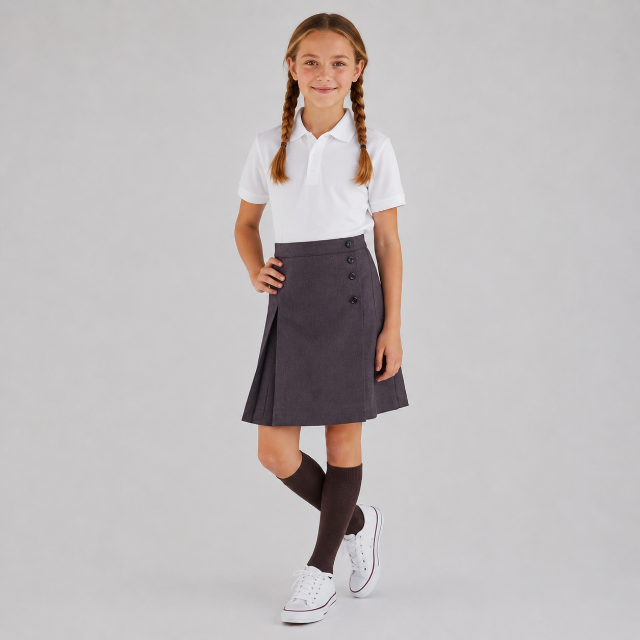 Gary's Pleated jupe plissée écolière gris clair