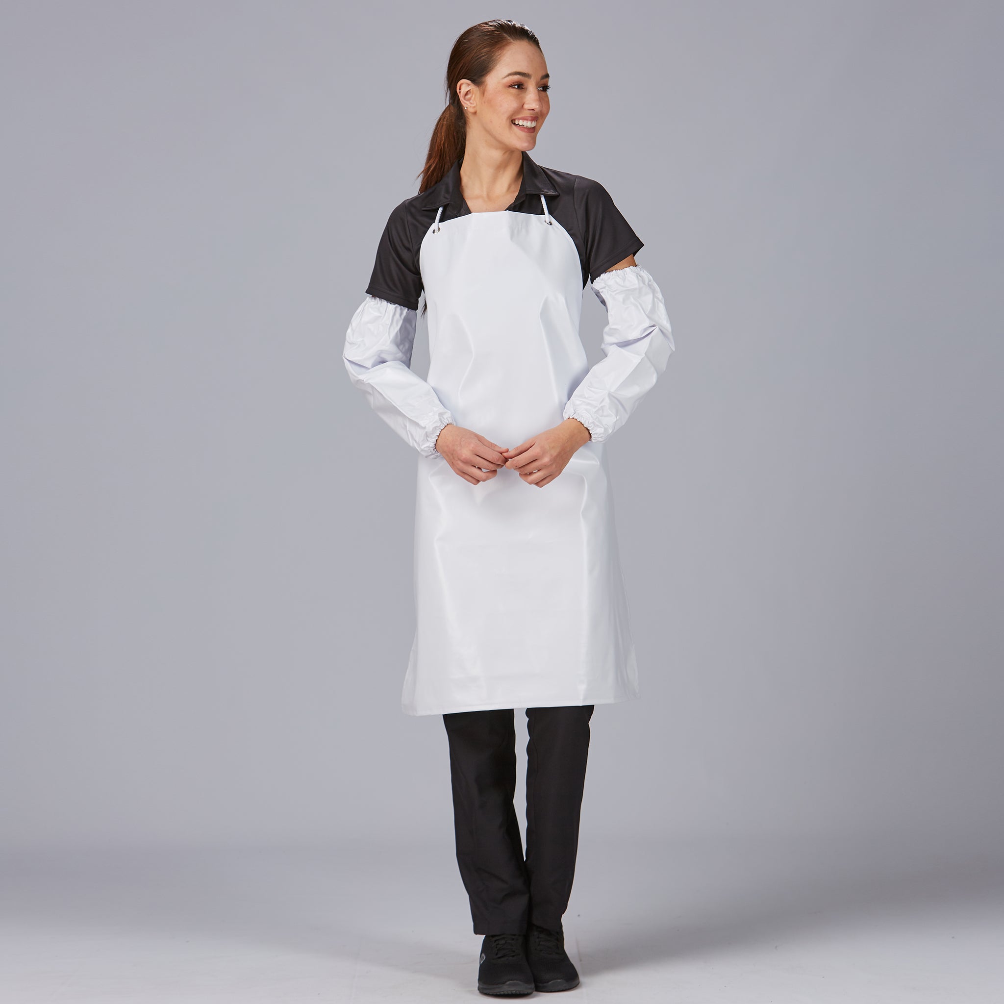Gary's Aprons tablier bavette PVC blanc 90x70 cm