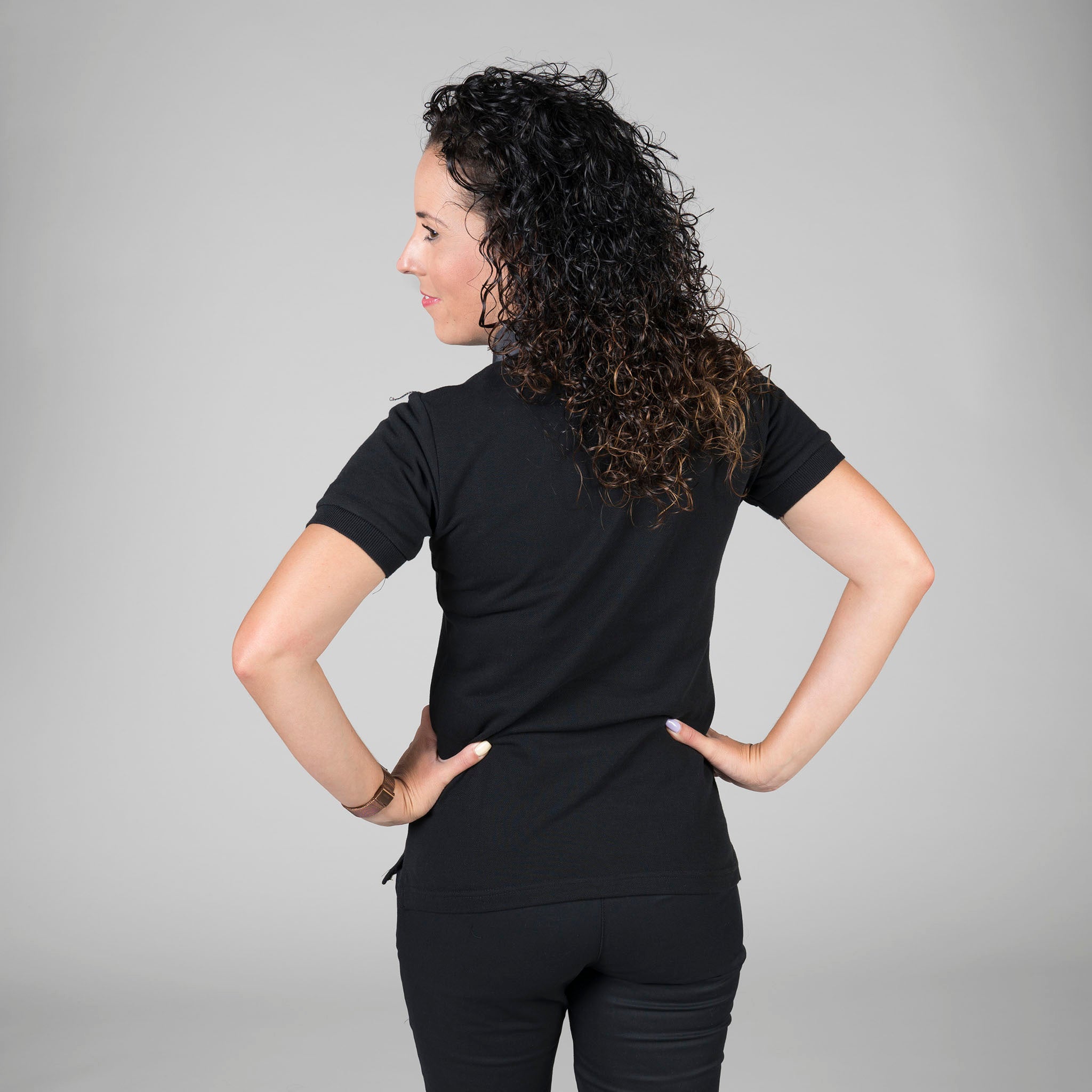 Gary's polo femme noir manche courte slim