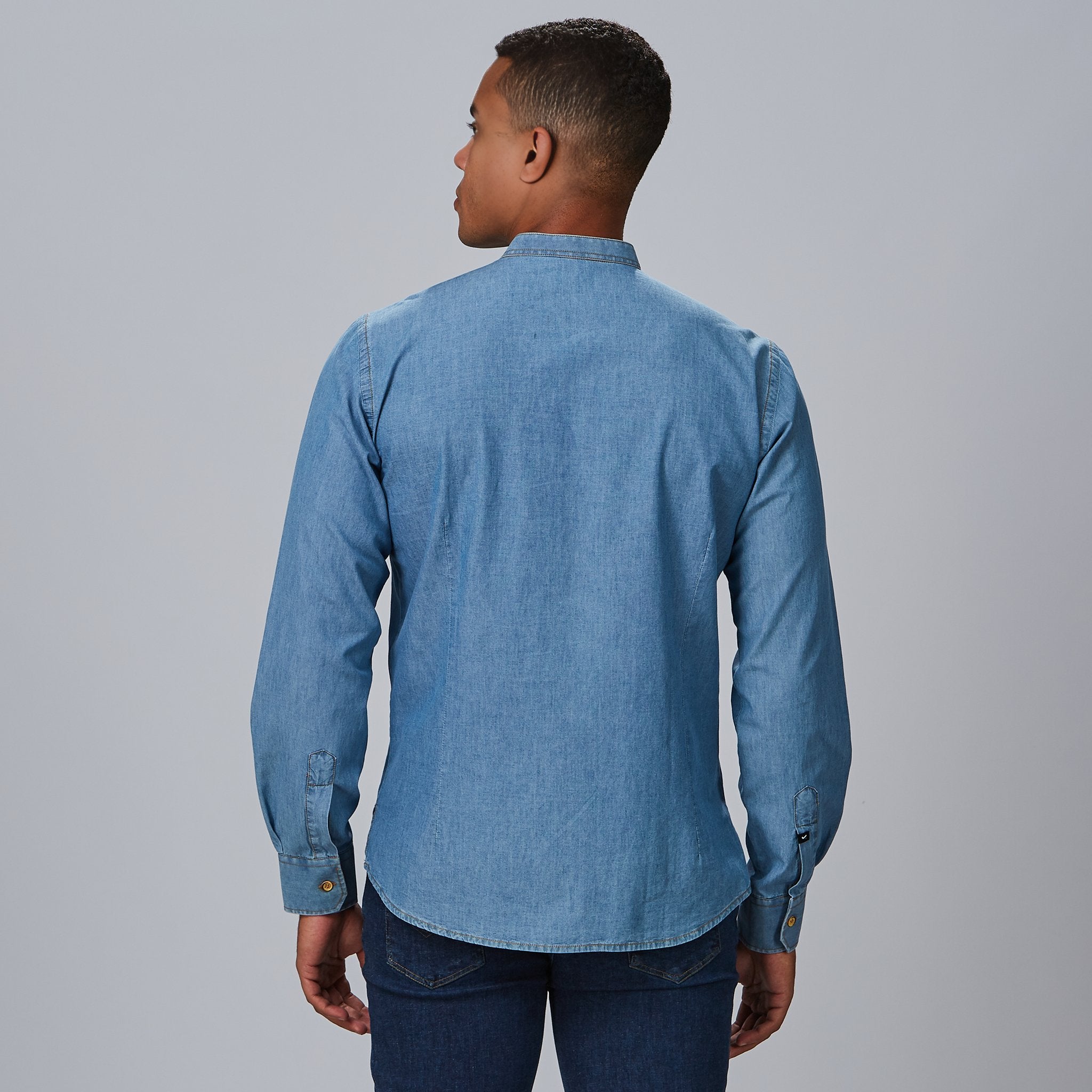 GARY'S Romeo chemise homme slim jean indigo lavé