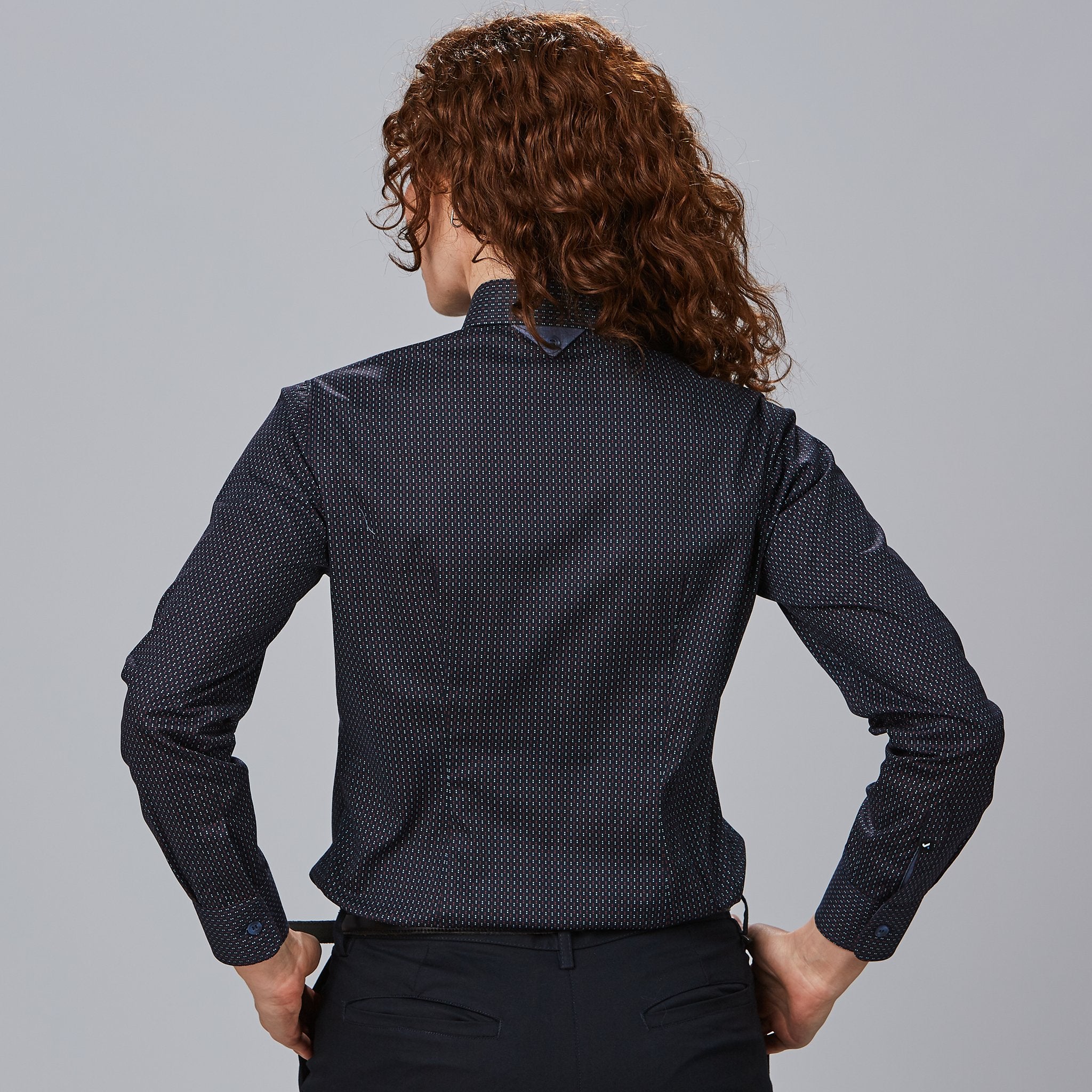 Gary's Sabrina Chemise Femme Marine à Pois Manches Longues