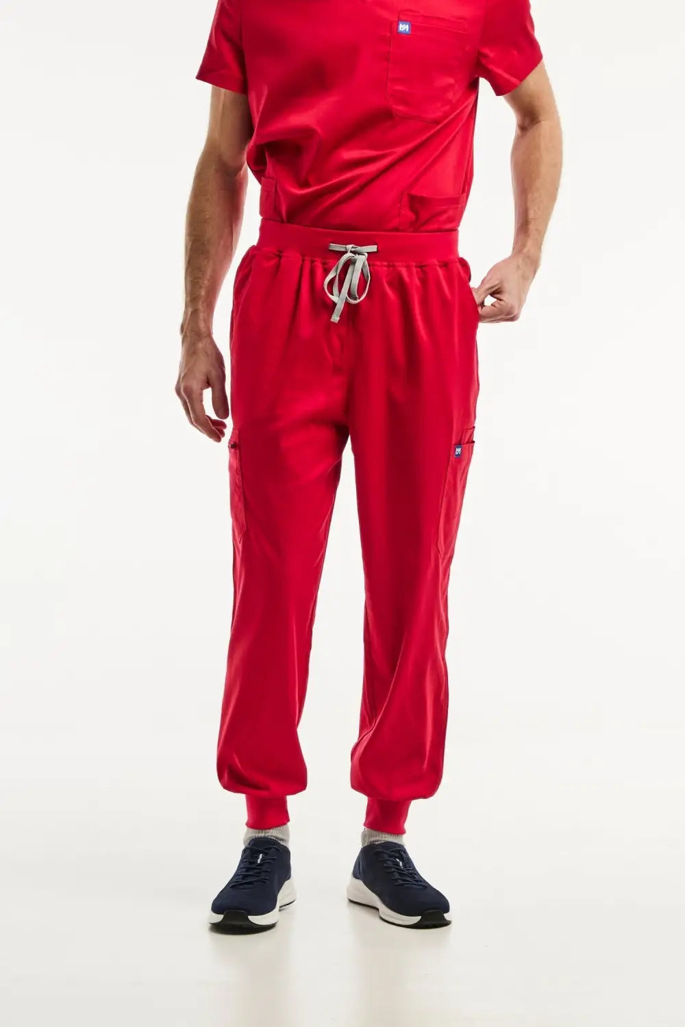 Aelin LUCA pantalon médical jogger homme rouge stretch