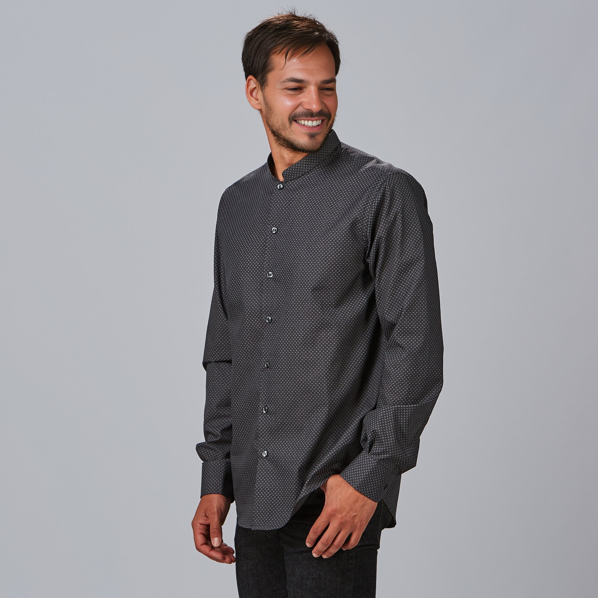 Gary's Leone chemise homme slim gris marengo manches longues