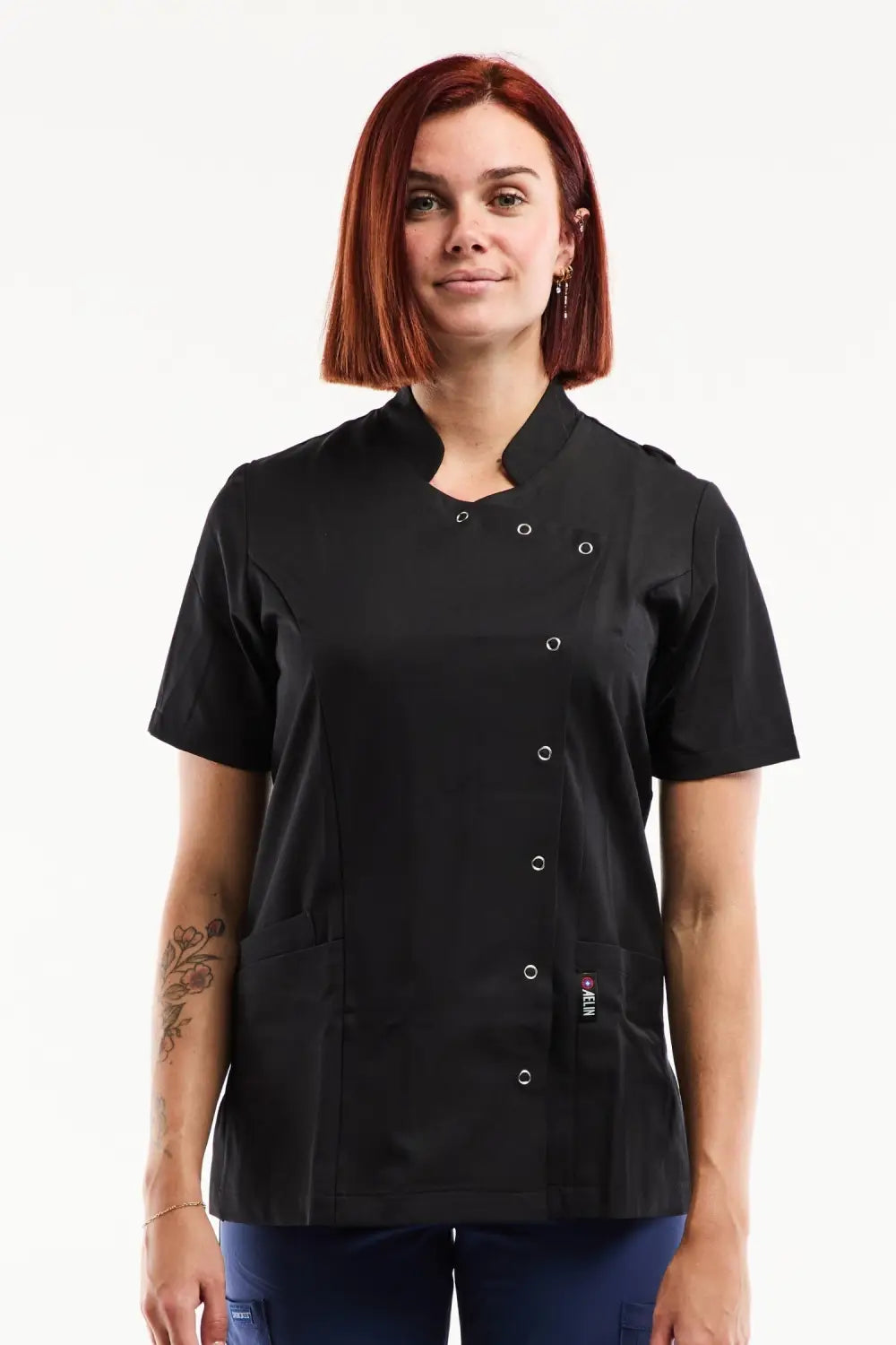 Aelin Aurelia blouse médicale femme noire stretch poches