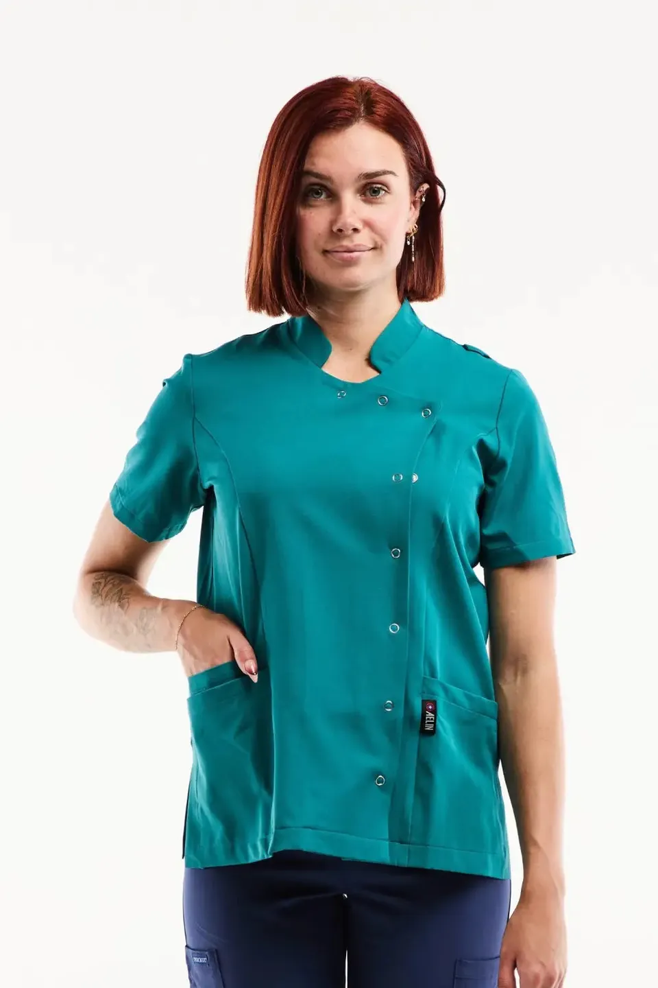 Aelin Aurelia Blouse Médicale Femme Bleu Turquoise Stretch