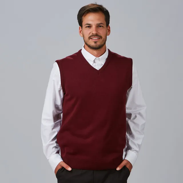 GARY'S Gilet serveur unisexe bordeaux acrylique