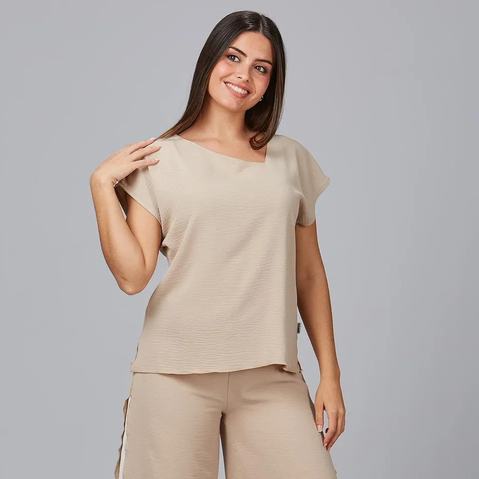 GARY'S Jara blouse femme beige col V polyester
