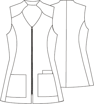 GARY'S Naia Blouse médicale noire sans manches zip