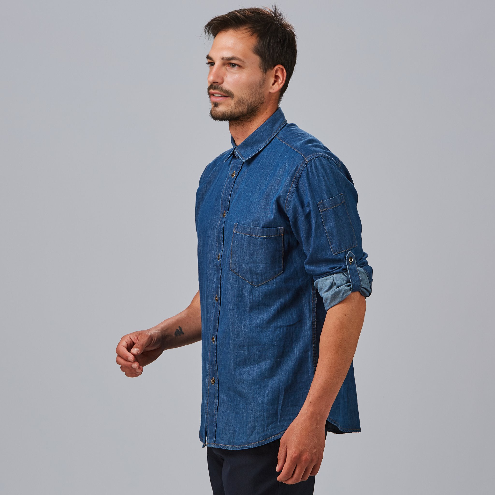 Gary's Mattia Chemise Homme Denim Slim Manches Longues