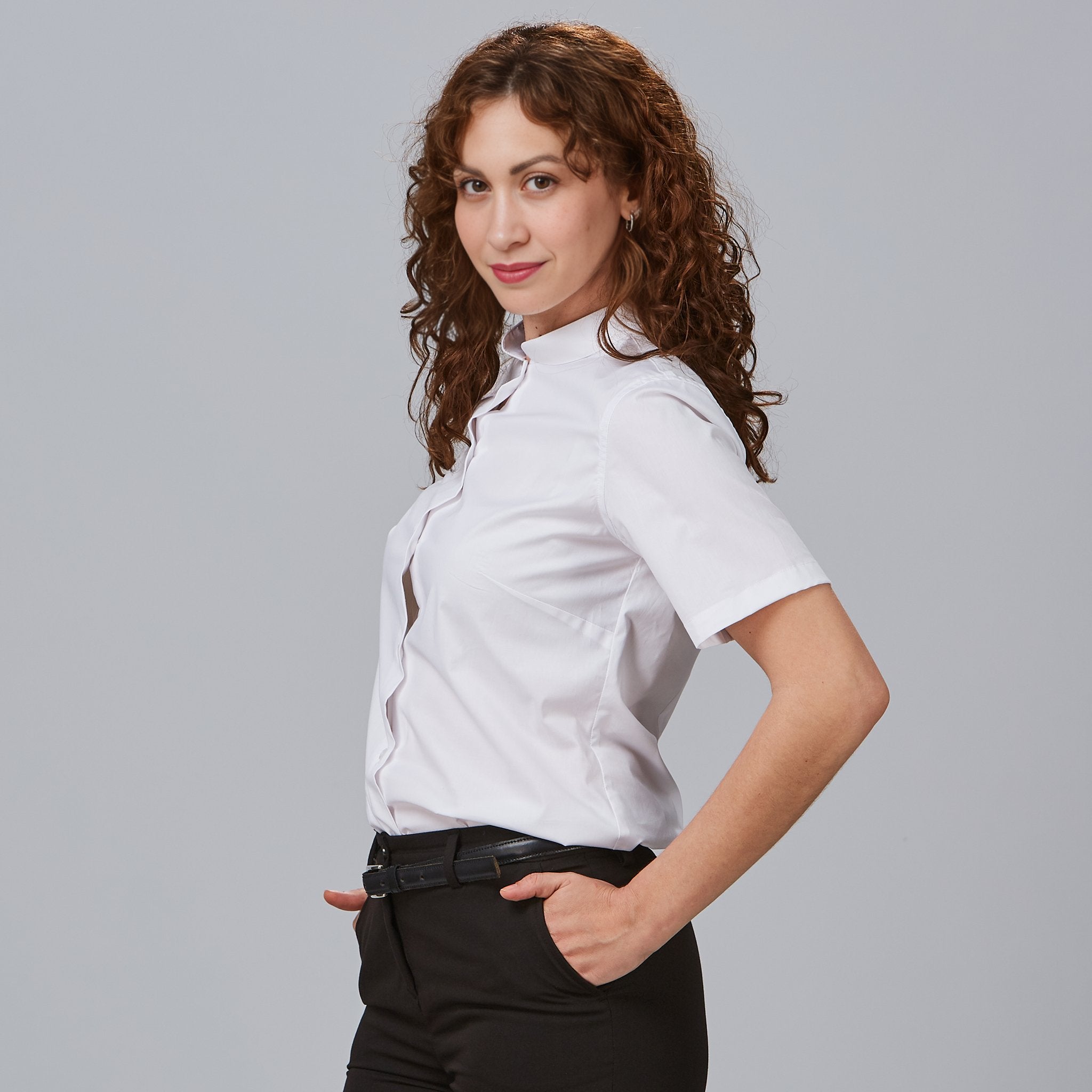 Gary's POP blouse de travail femme col mao noir