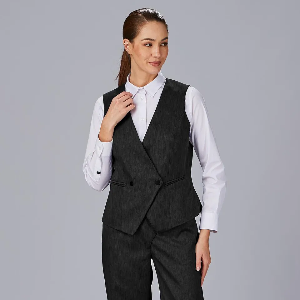 GARY'S Romero gilet femme croisé noir tailleur poches