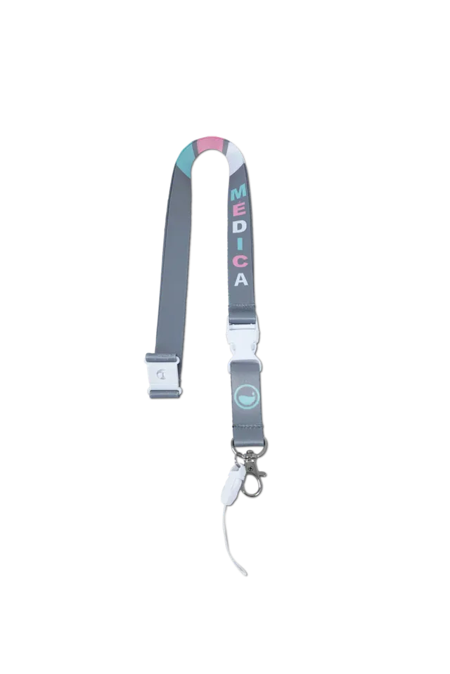 Enfermania Eighties lanyard tour de cou médical Gris + mousqueton